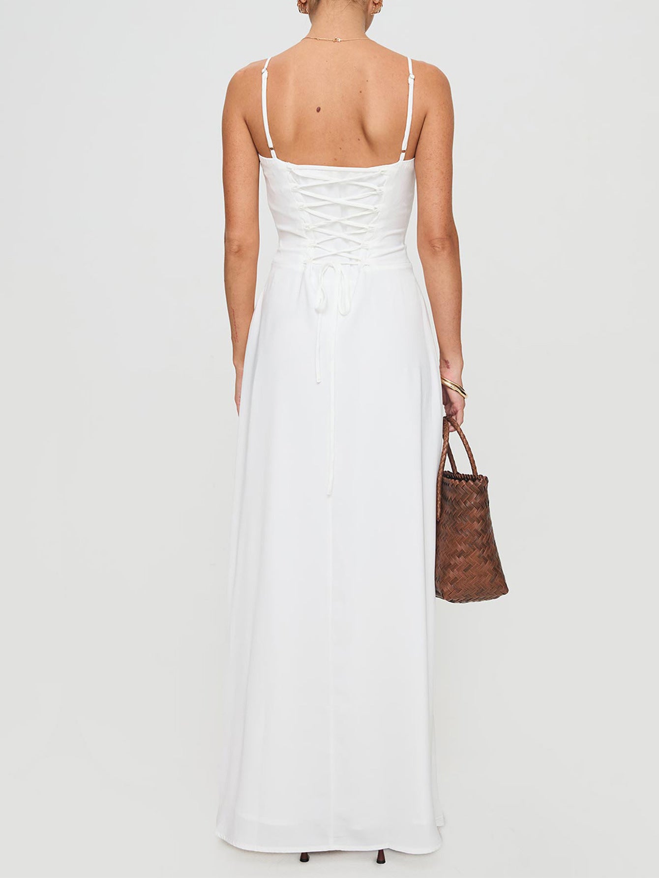 Sheath/Column Spaghetti Straps White Sleeveless Wedding Guest Dress