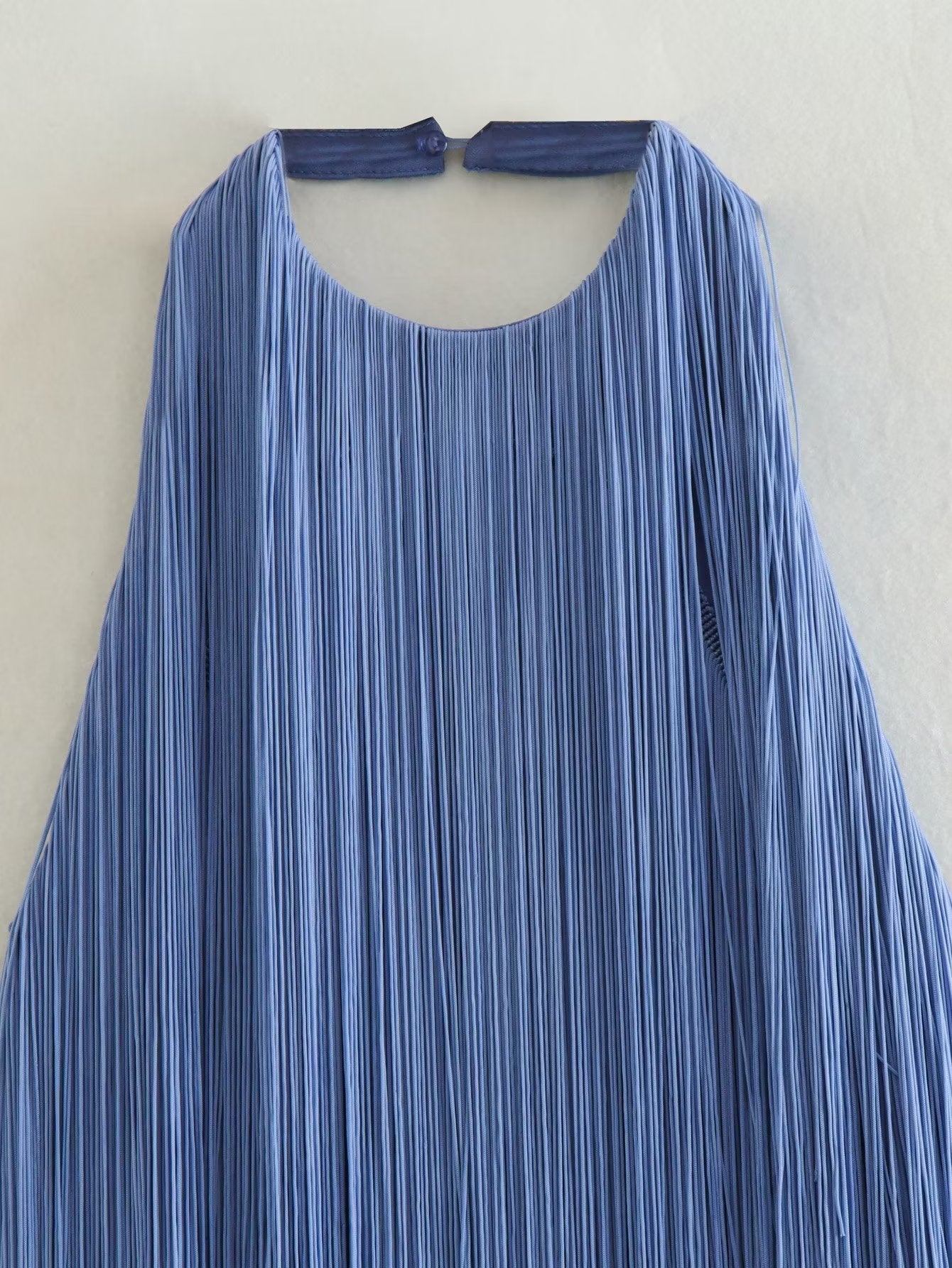 Sheath Halter Tassels Blue Sleeveless Wedding Guest Dresses