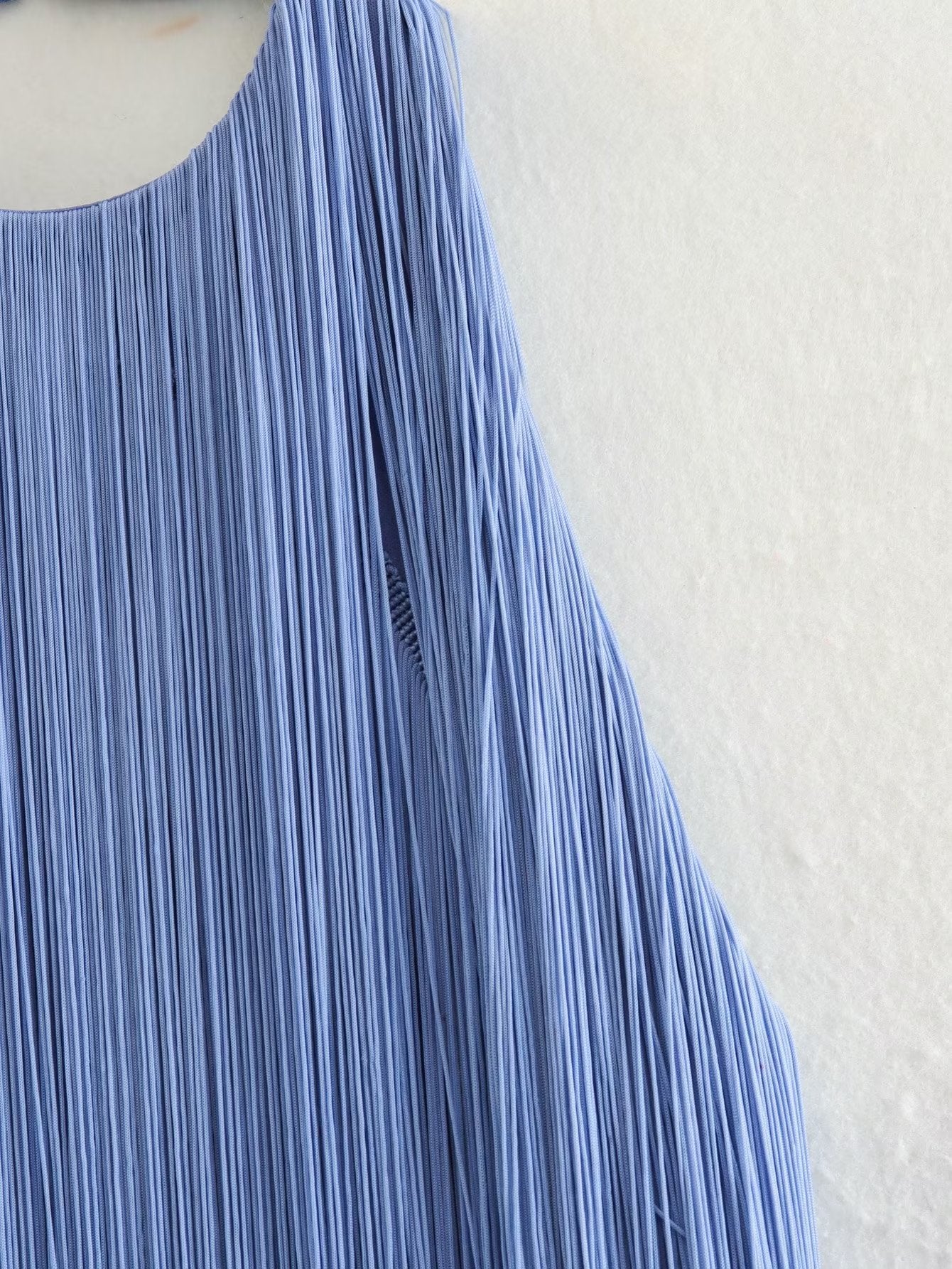 Sheath Halter Tassels Blue Sleeveless Wedding Guest Dresses