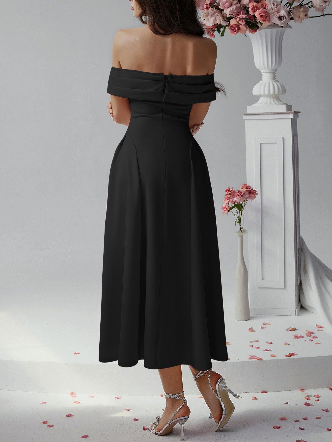 Strapless Black Ankle Length Wedding Guest Dress