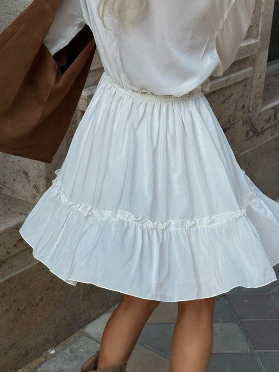 Ivory V Neck A-Line Trumpet Sleeve Wedding Guest Dresses