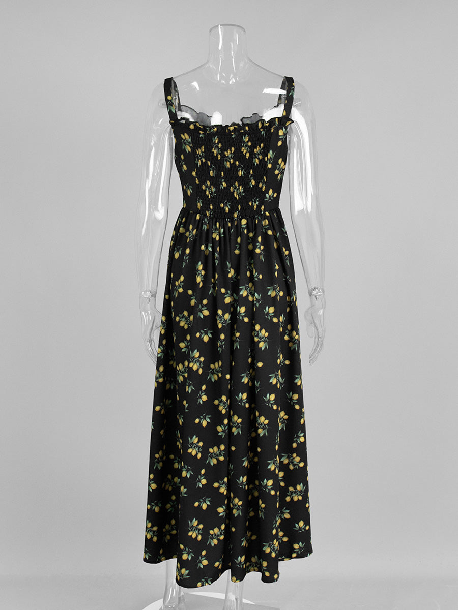 Straps Square Neck Black Wedding Guest Dresses