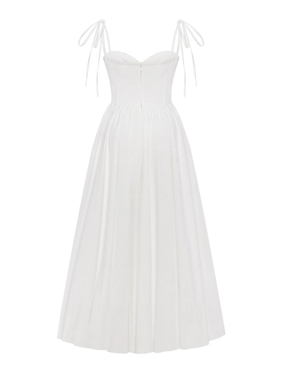 Straps A-Line White Puffy Wedding Guest Dresses