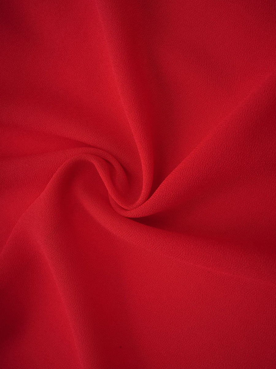 Modest Red Long Sleeves V-neck Chiffon Prom Dresses