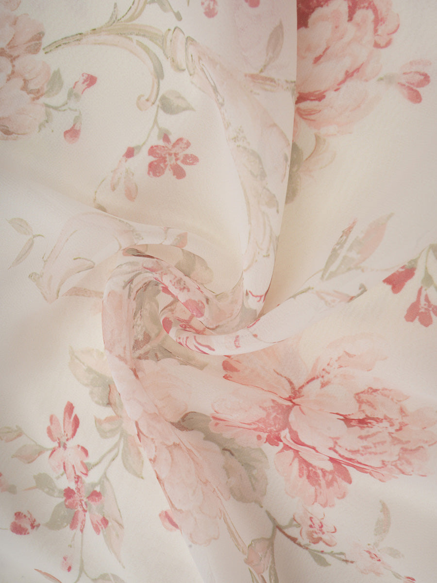Light Champagne Sleeveless Halter Chiffon Floral Prom Dresses