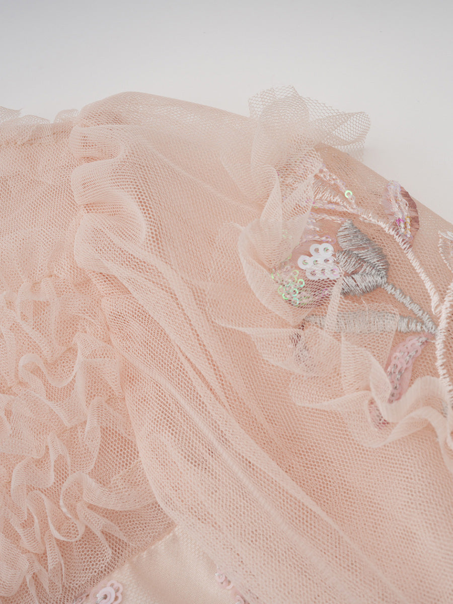 Gorgeous Lace Tulle Floral Prom Dresses With Long Sleeves