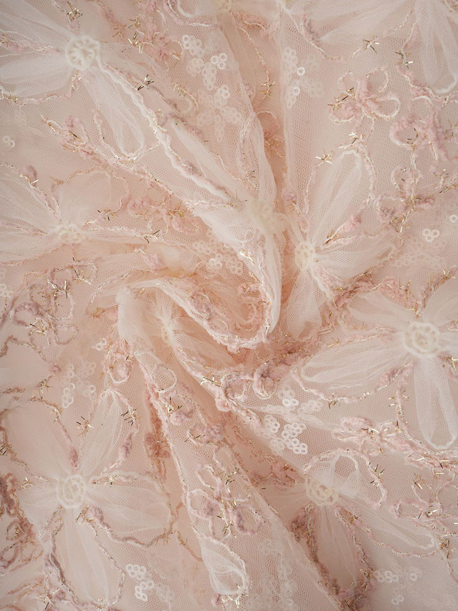 Lovely Floral Lace Long Sleeves Beading Princess Prom Dresses