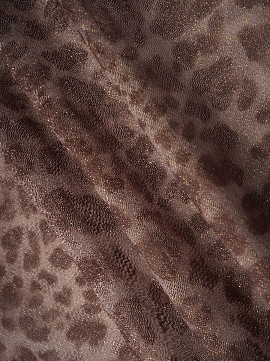 Mermaid Leopard Print Tulle Long Prom Dresses With Trumpet Sleeves