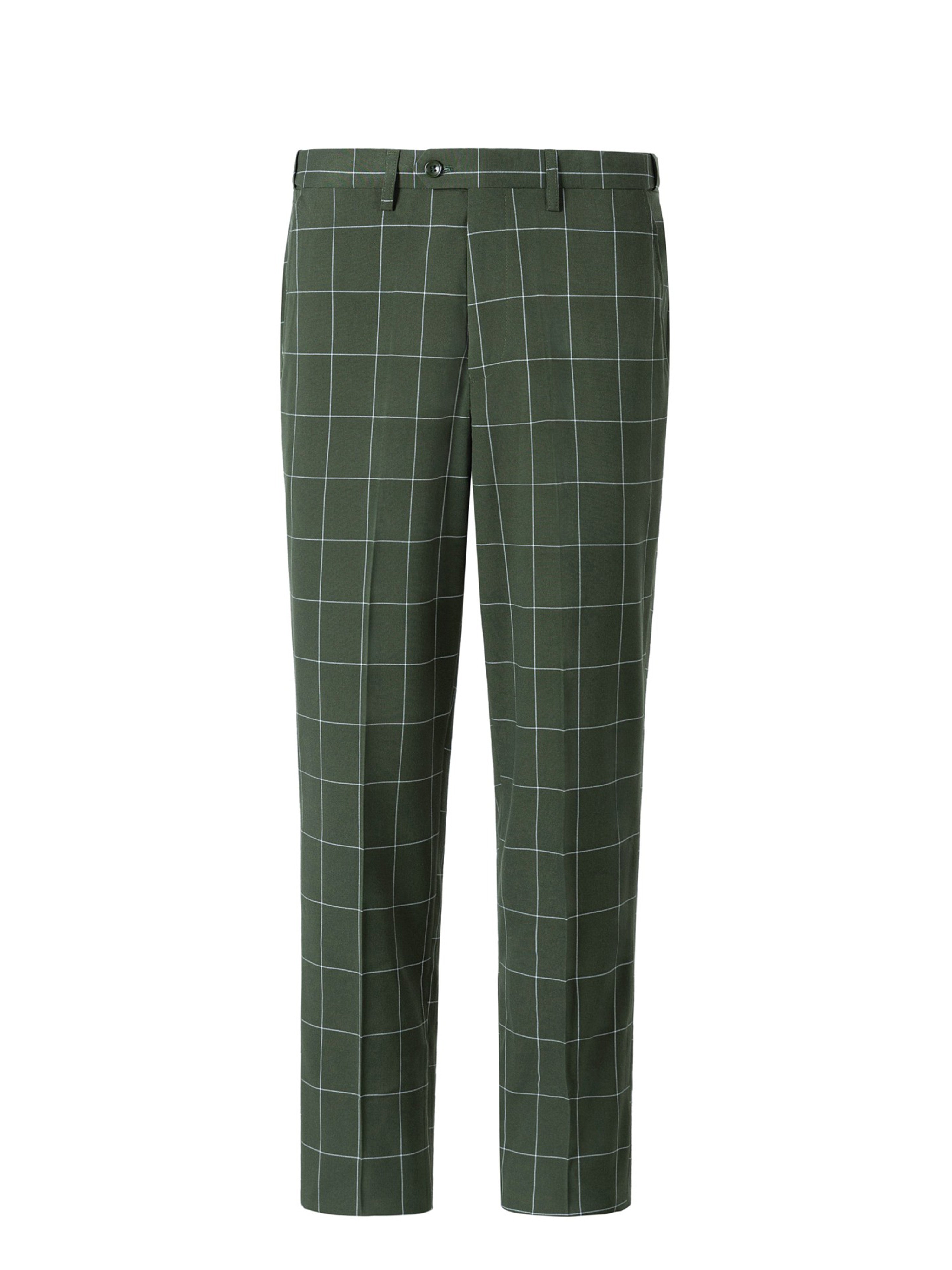 Casual Plaid 3 Pieces Slim Fit Double Breasted Vest Men's Suits