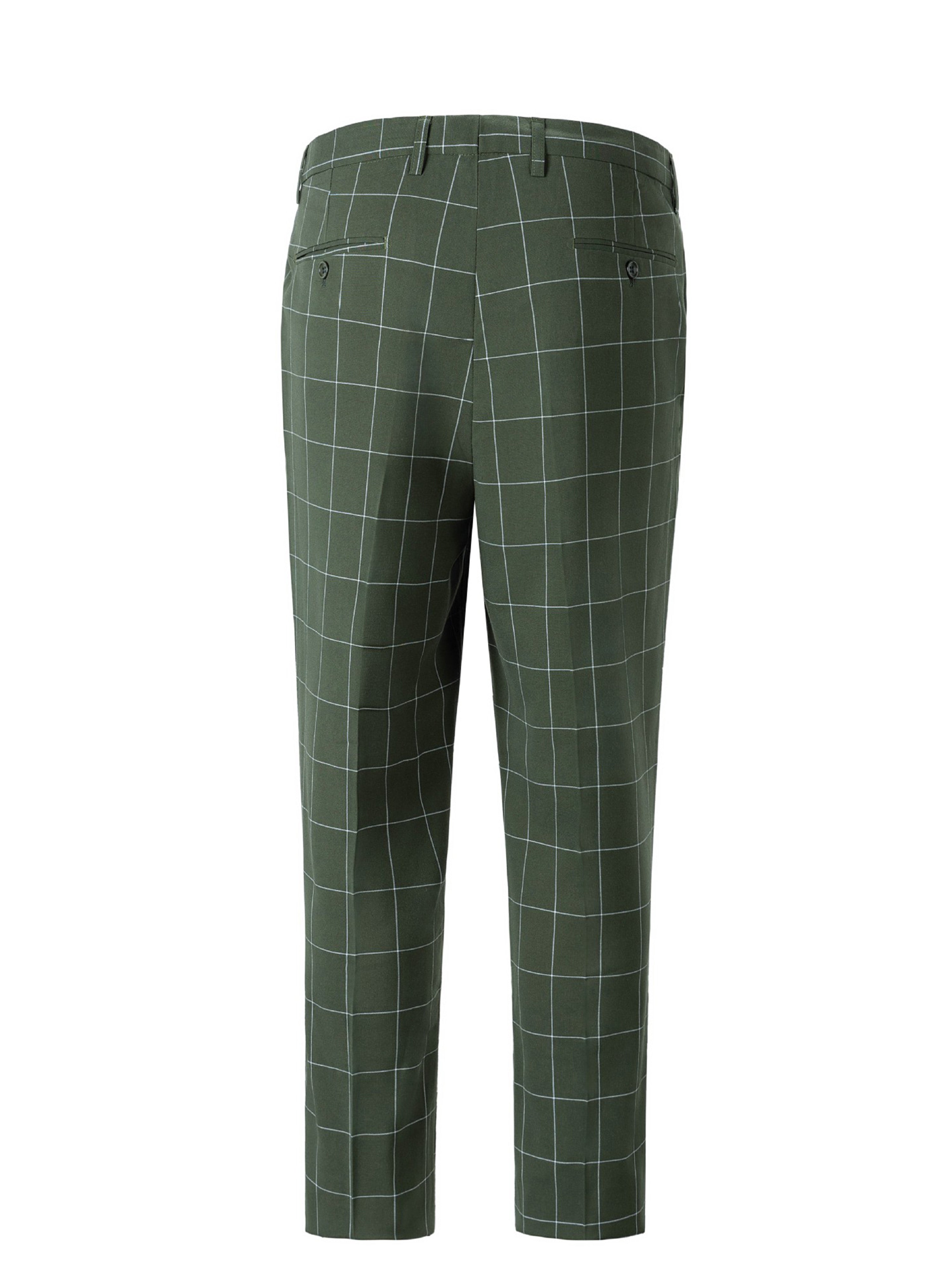 Casual Plaid 3 Pieces Slim Fit Double Breasted Vest Men's Suits