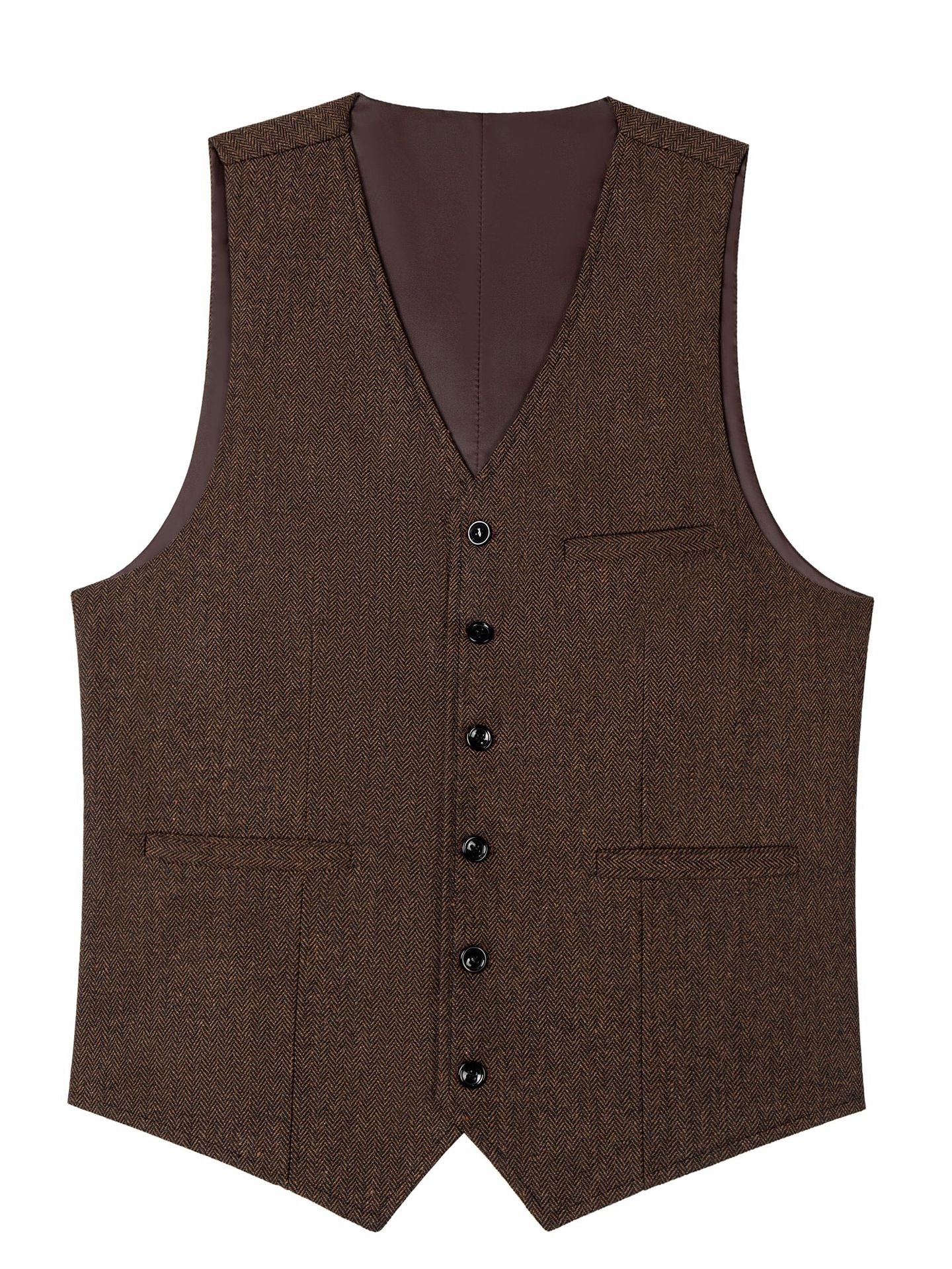 Classic Single Breasted Herringbone 3 Pieces Suits Slim Fit Men's Suit