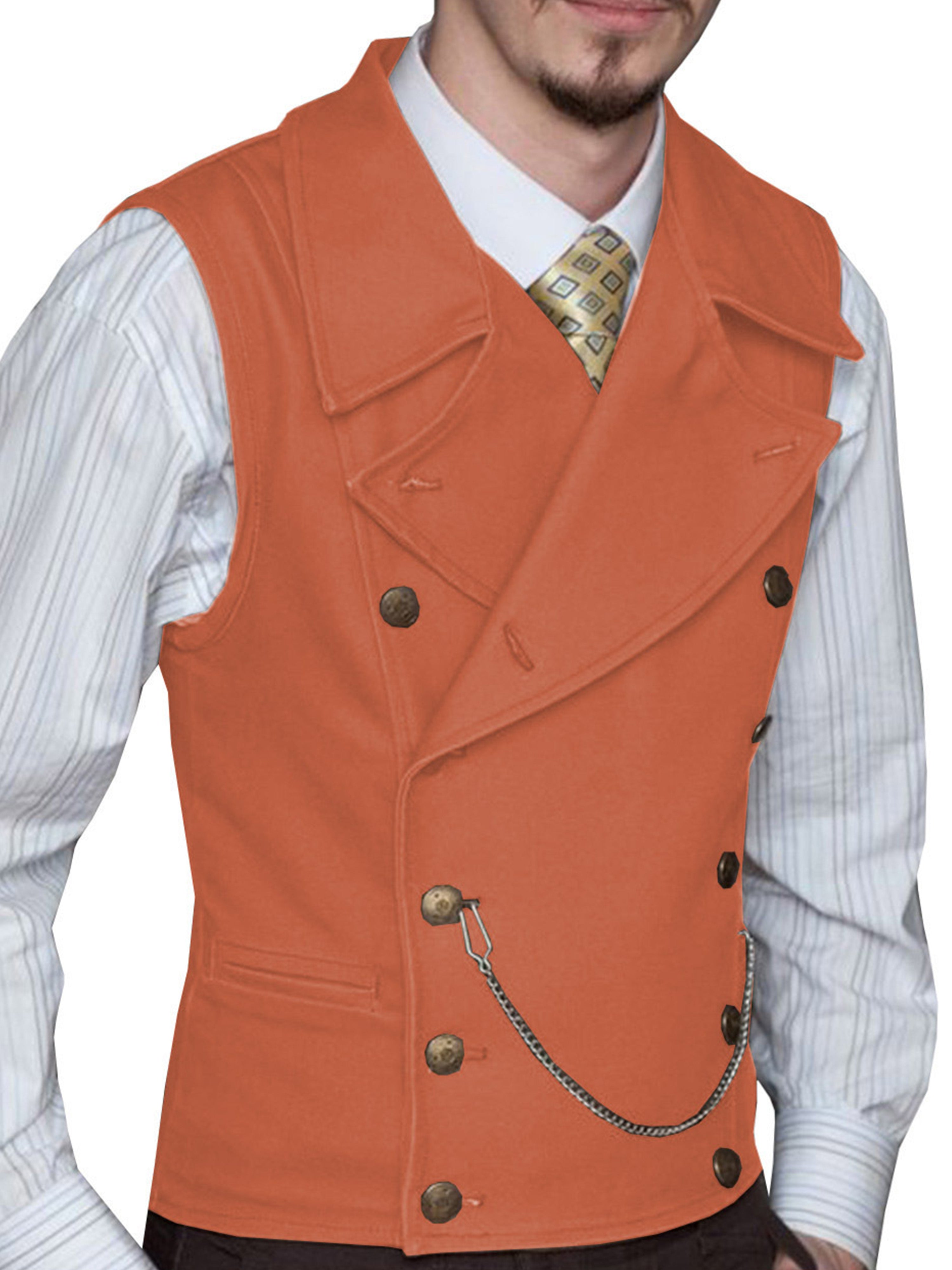 mens orange dress vest Orange Paisley Vest and Tie Set