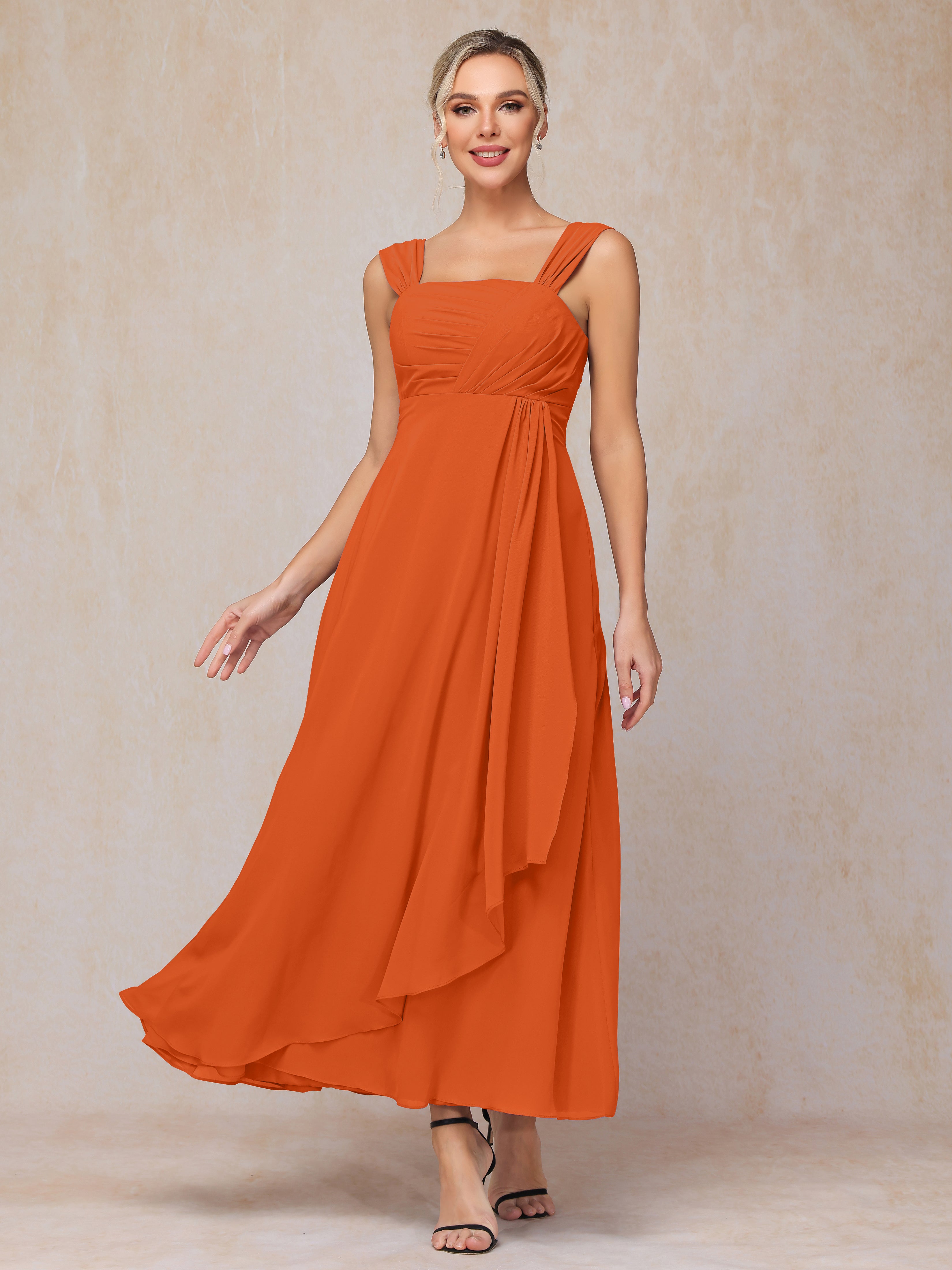 2 Pieces Ankle Length Chiffon Wedding Guest Dresses