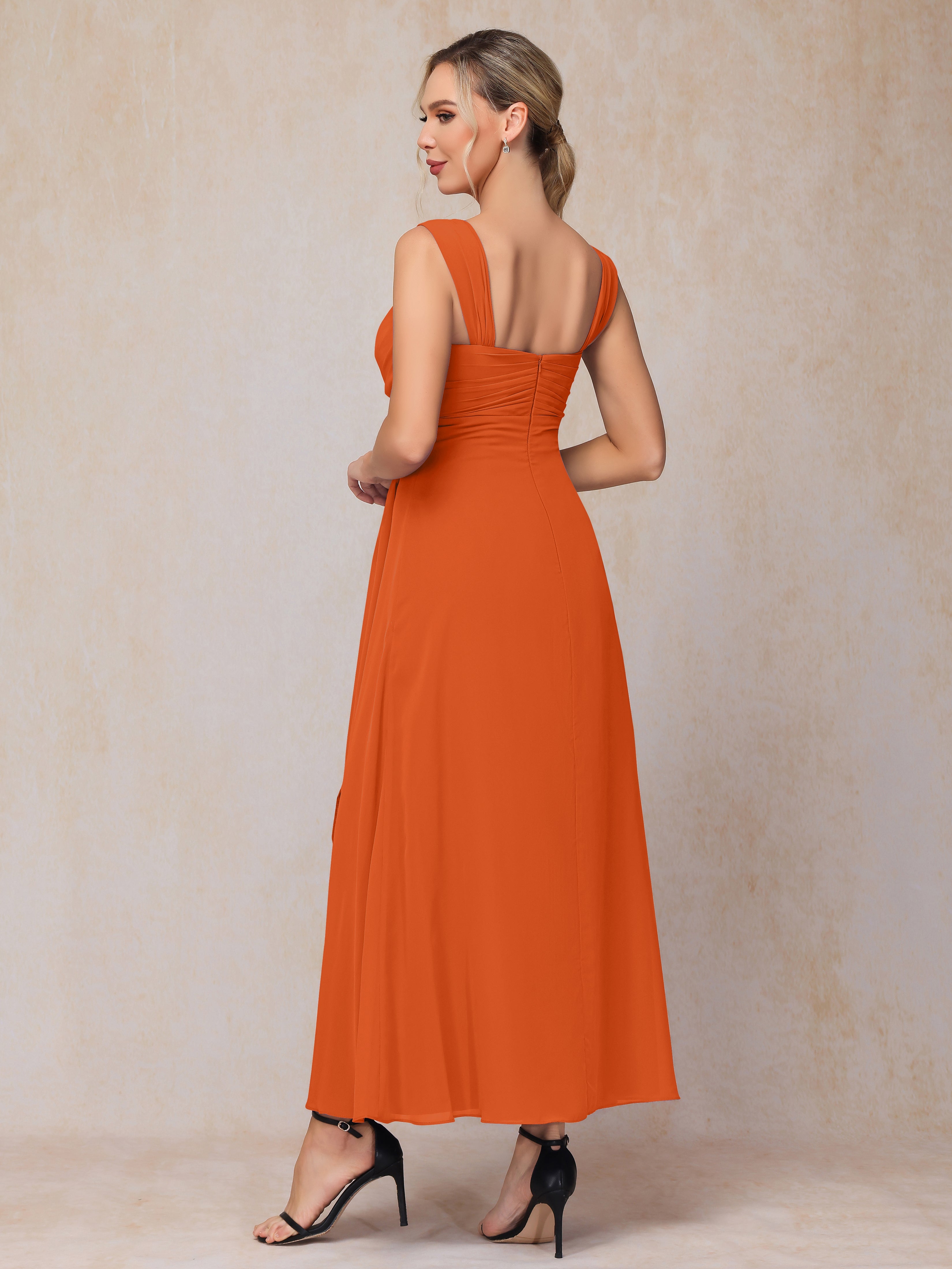 2 Pieces Ankle Length Chiffon Wedding Guest Dresses