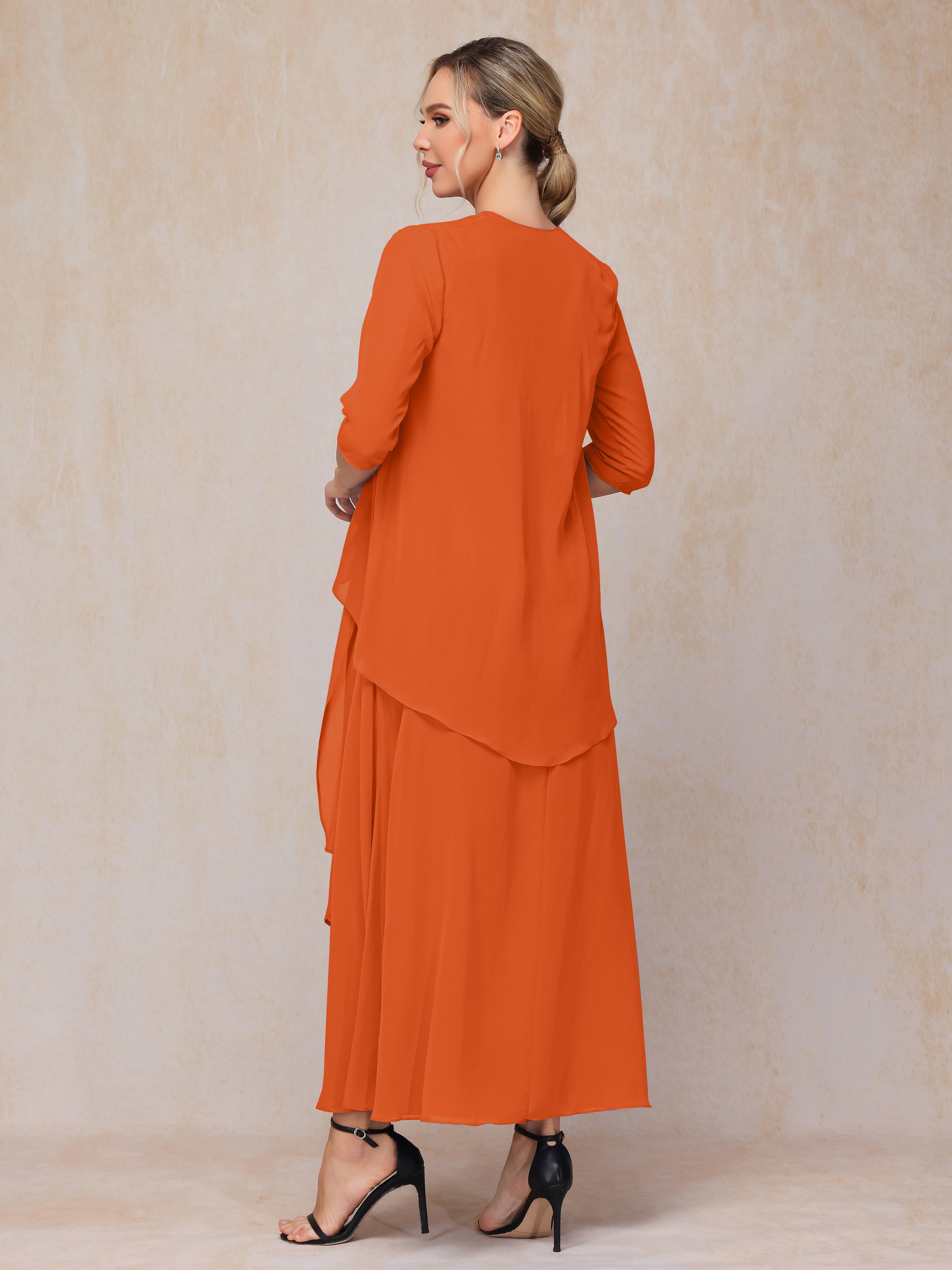 2 Pieces Ankle Length Chiffon Mother Of The Groom Dress