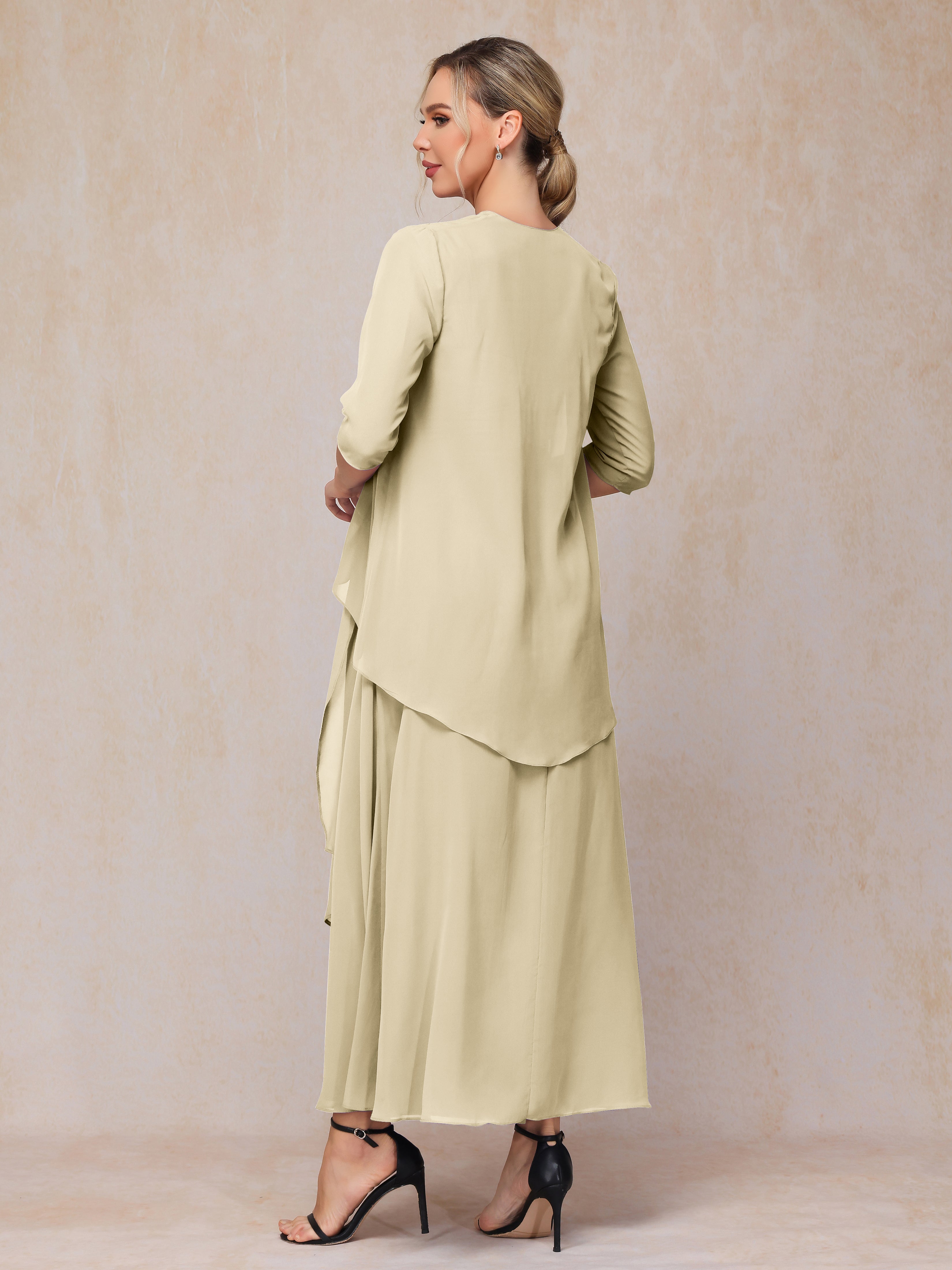 2 Pieces Ankle Length Chiffon Mother Of The Groom Dress