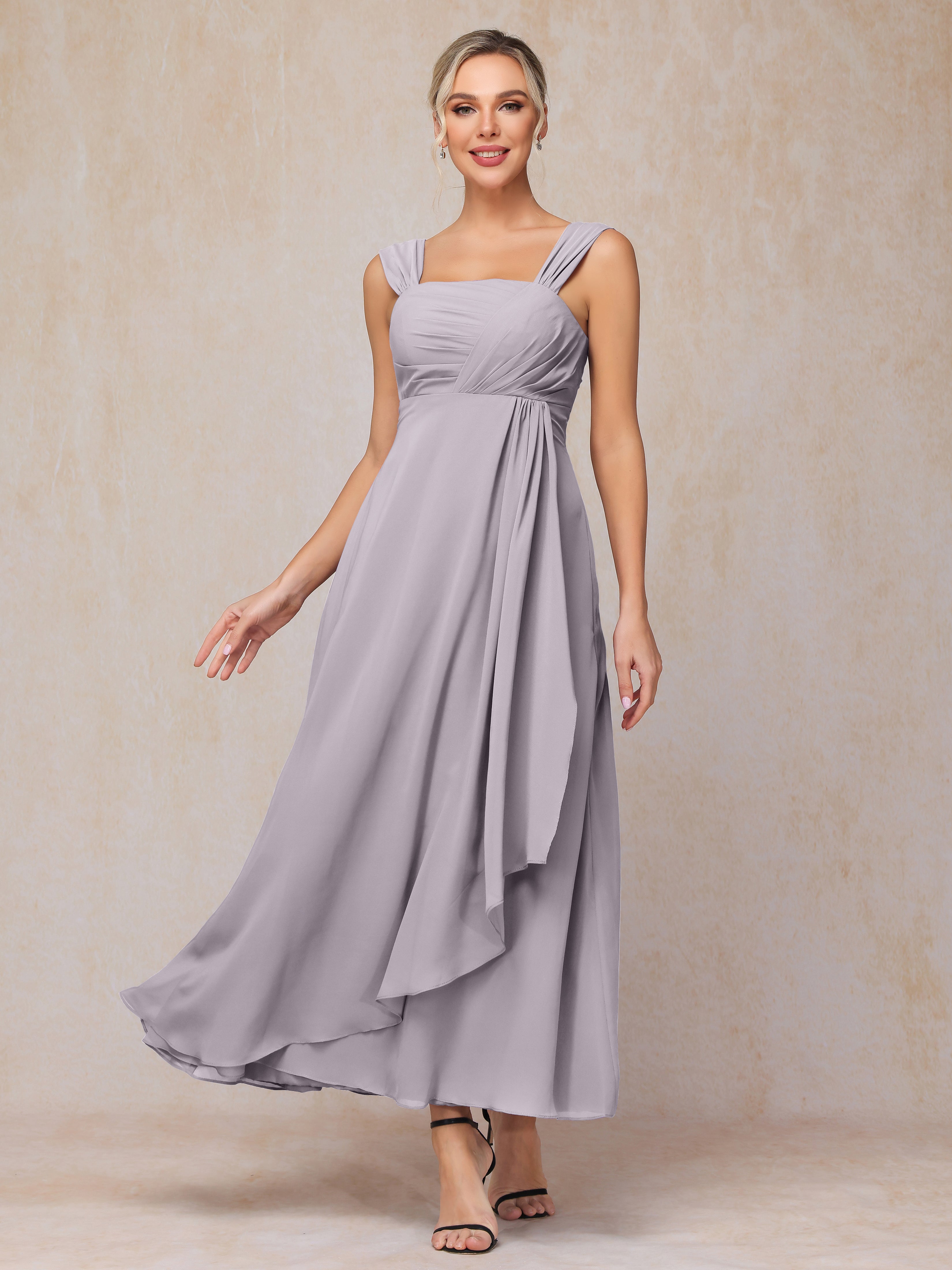 2 Pieces Ankle Length Chiffon Wedding Guest Dresses