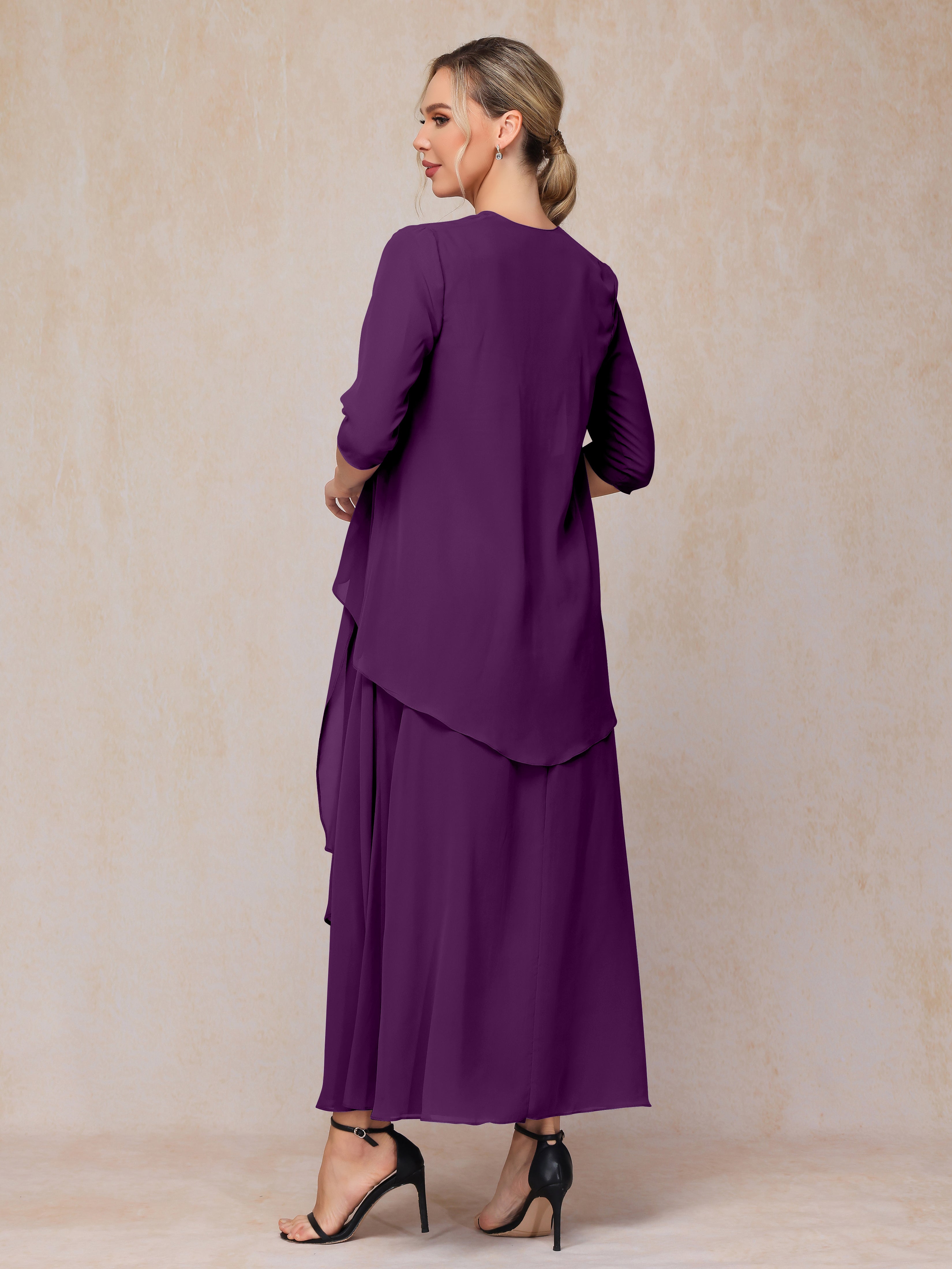 2 Pieces Ankle Length Chiffon Mother Of The Groom Dress