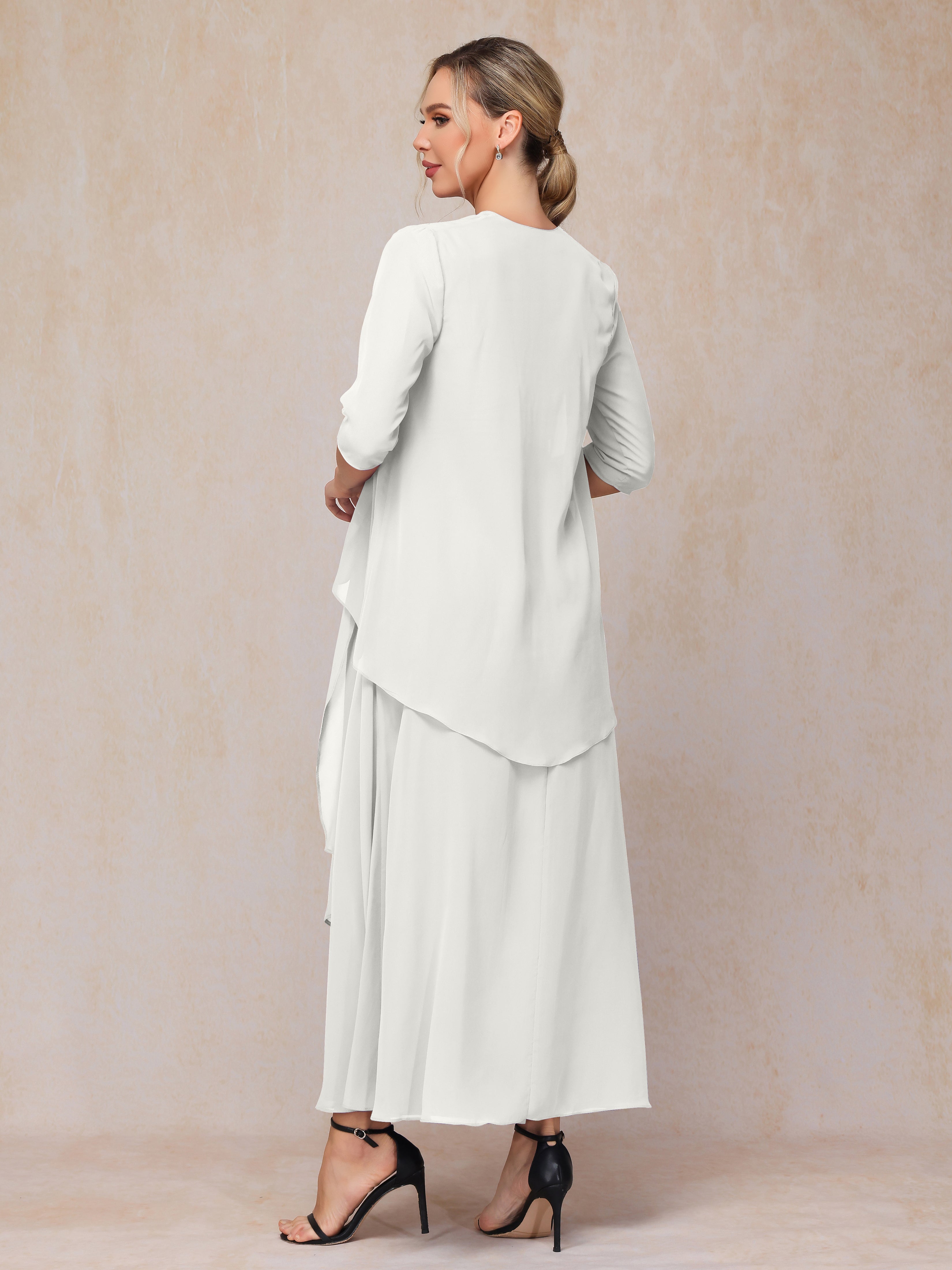 2 Pieces Ankle Length Chiffon Mother Of The Groom Dress