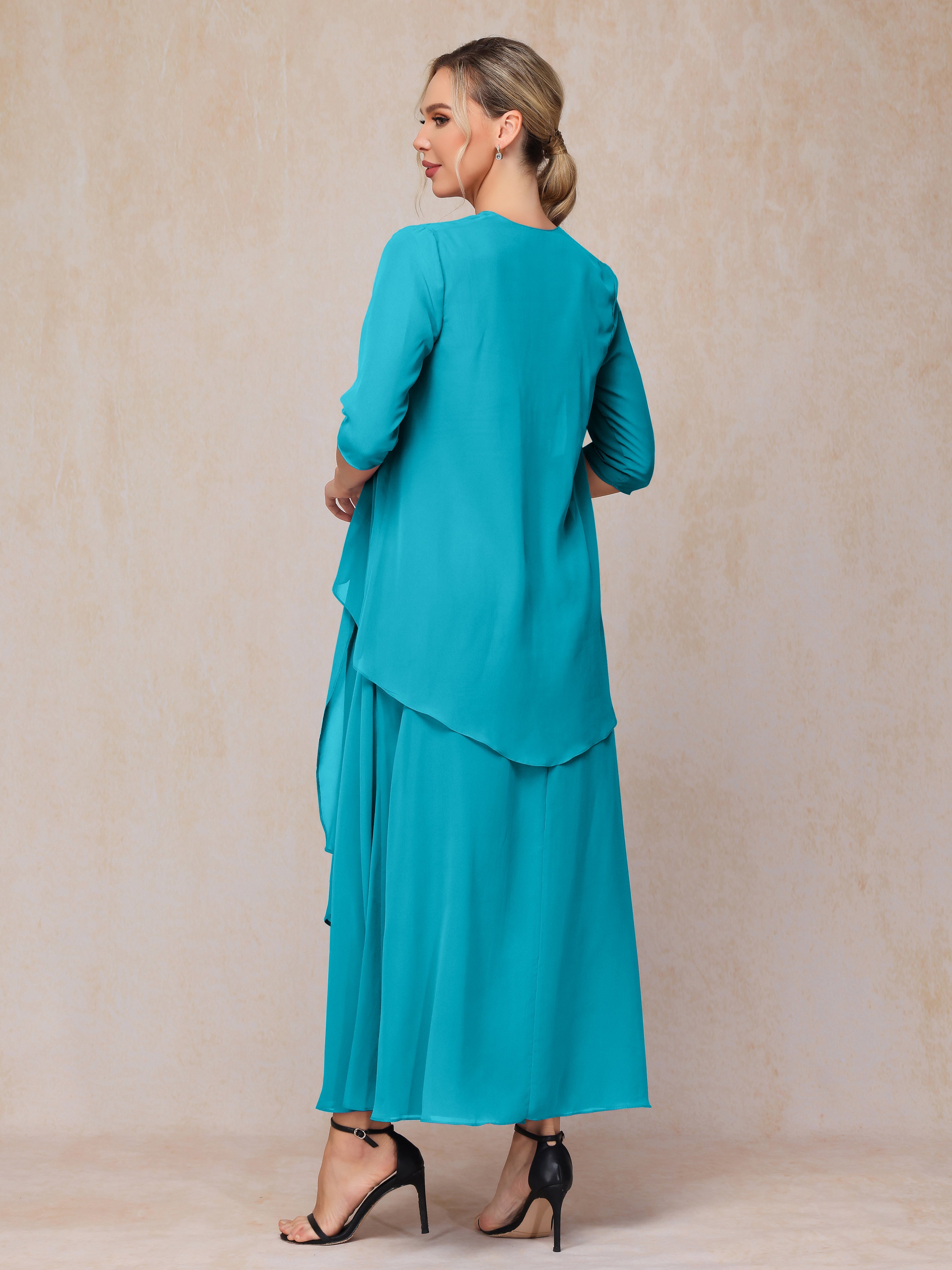 2 Pieces Ankle Length Chiffon Mother Of The Groom Dress
