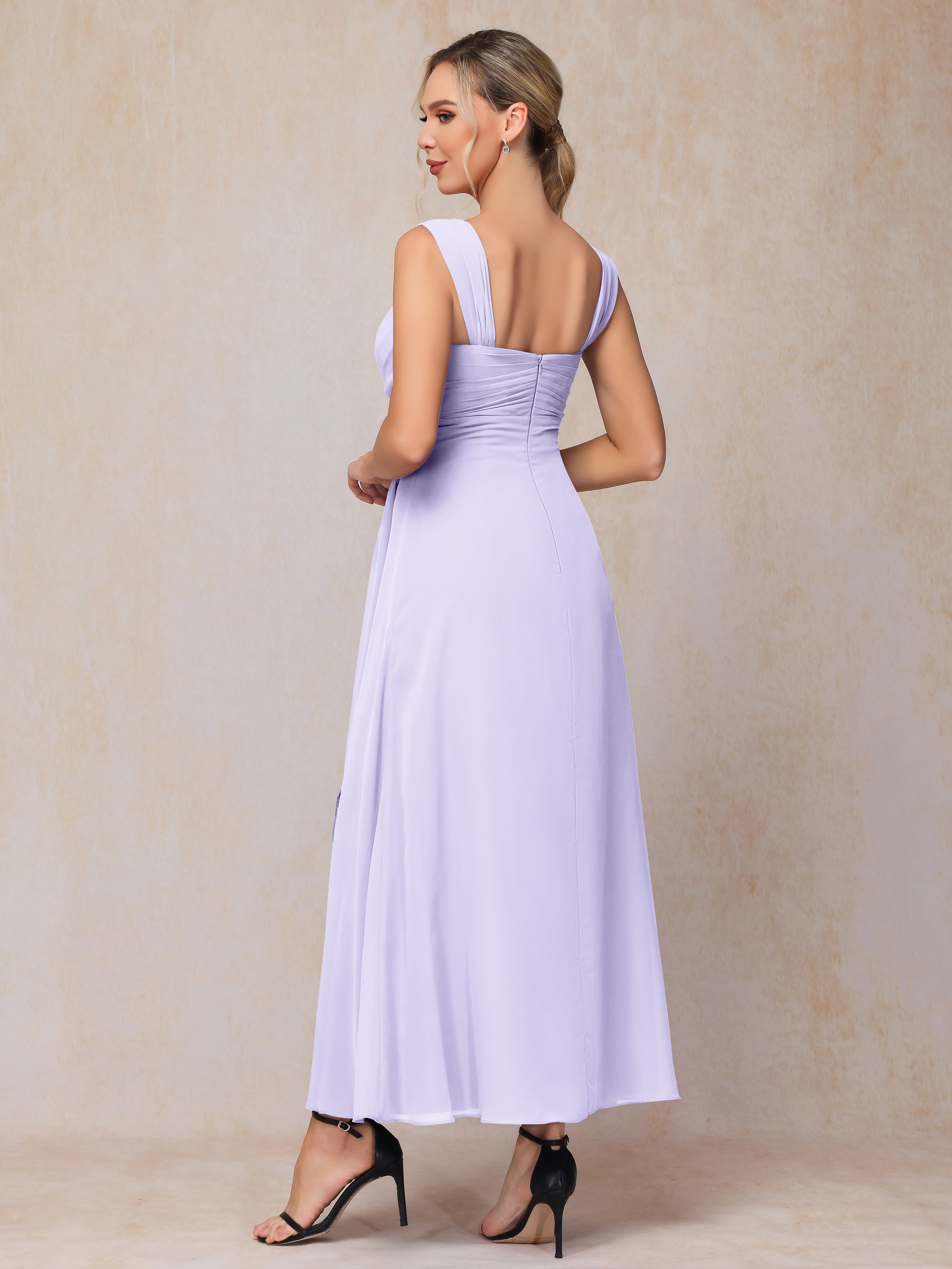 2 Pieces Ankle Length Chiffon Wedding Guest Dresses