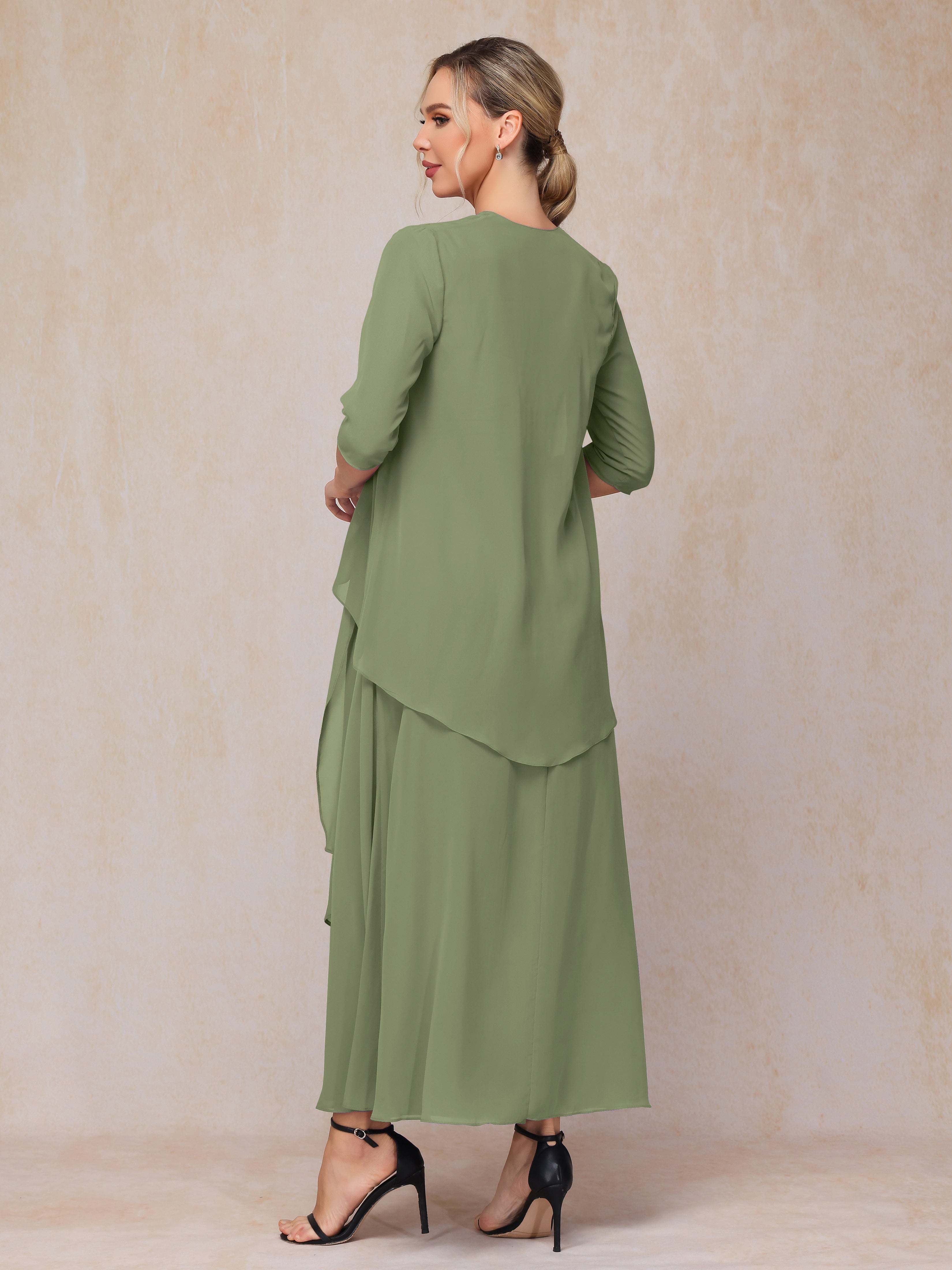 2 Pieces Ankle Length Chiffon Mother Of The Groom Dress