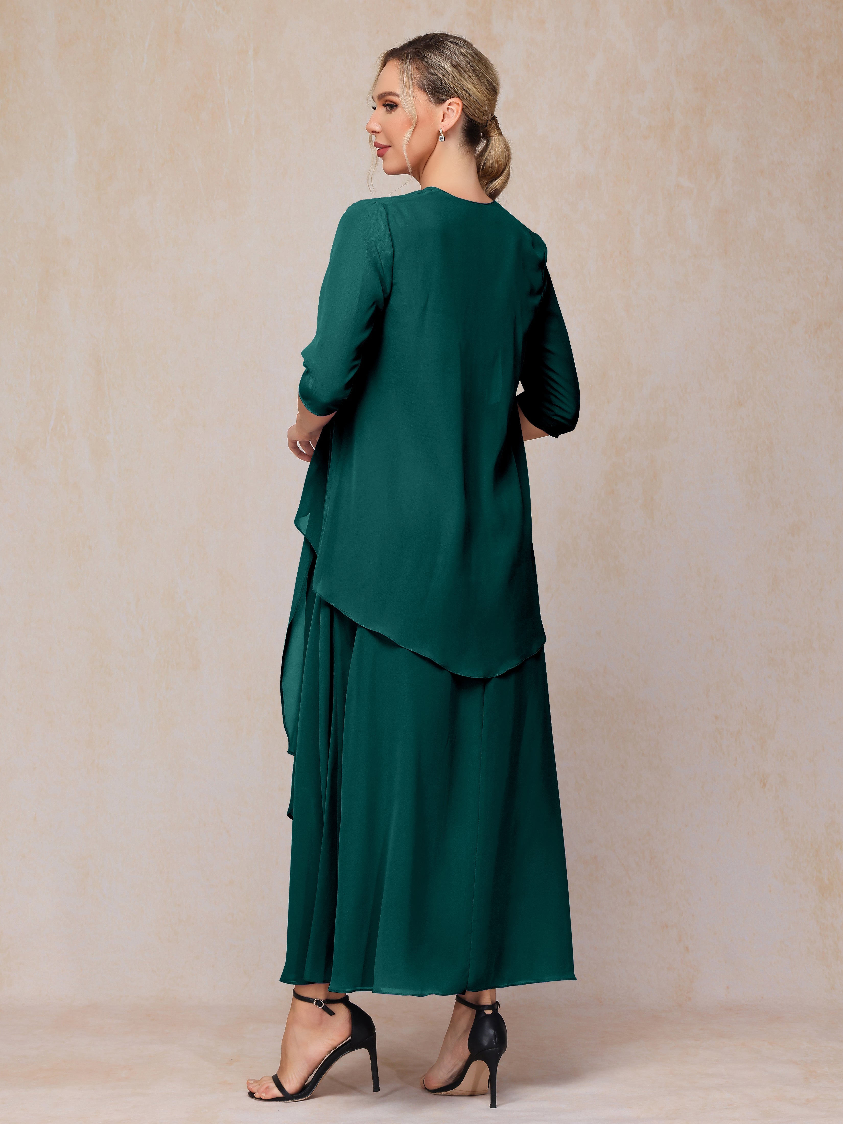 2 Pieces Ankle Length Chiffon Mother Of The Groom Dress