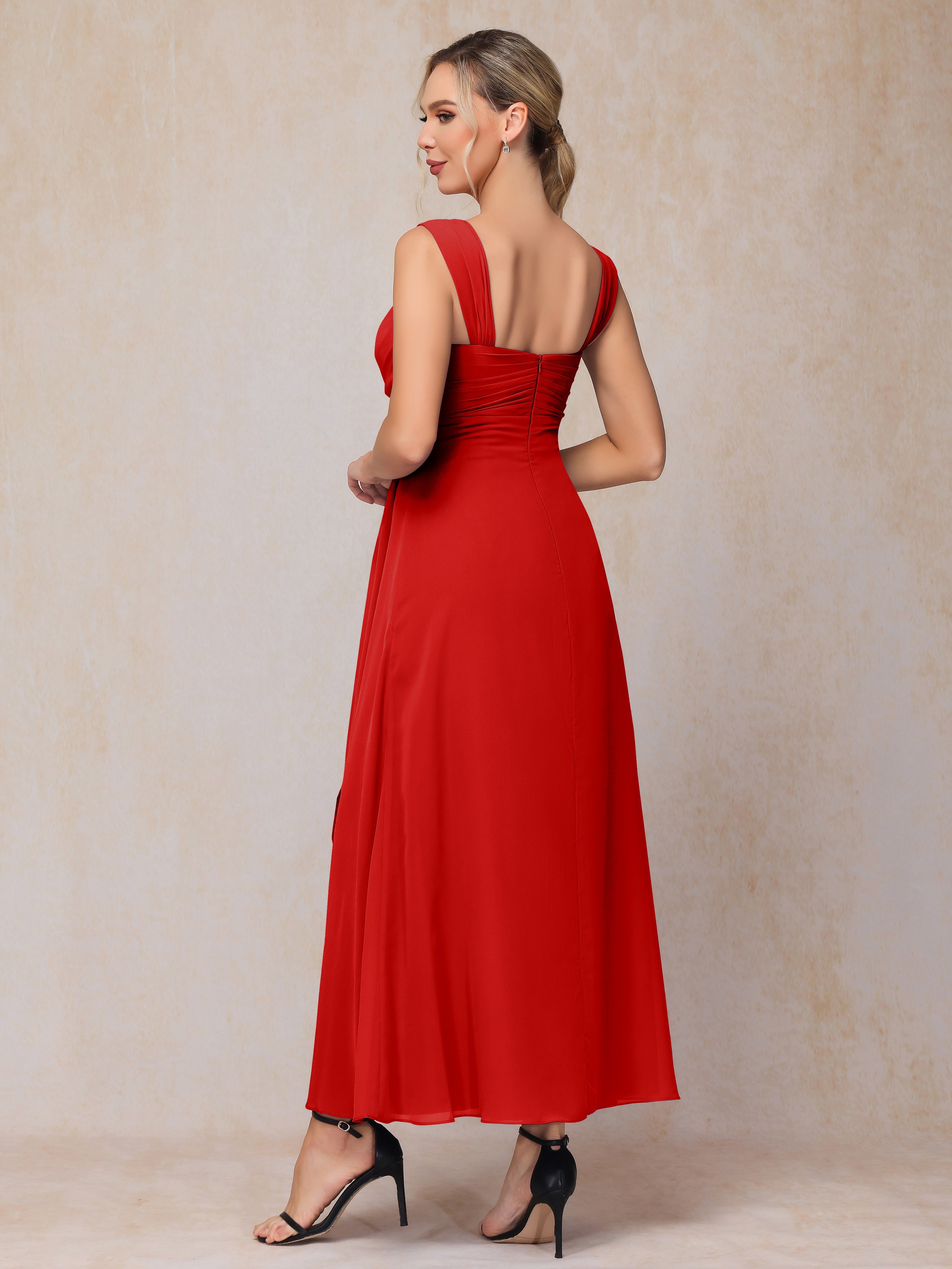 2 Pieces Ankle Length Chiffon Wedding Guest Dresses
