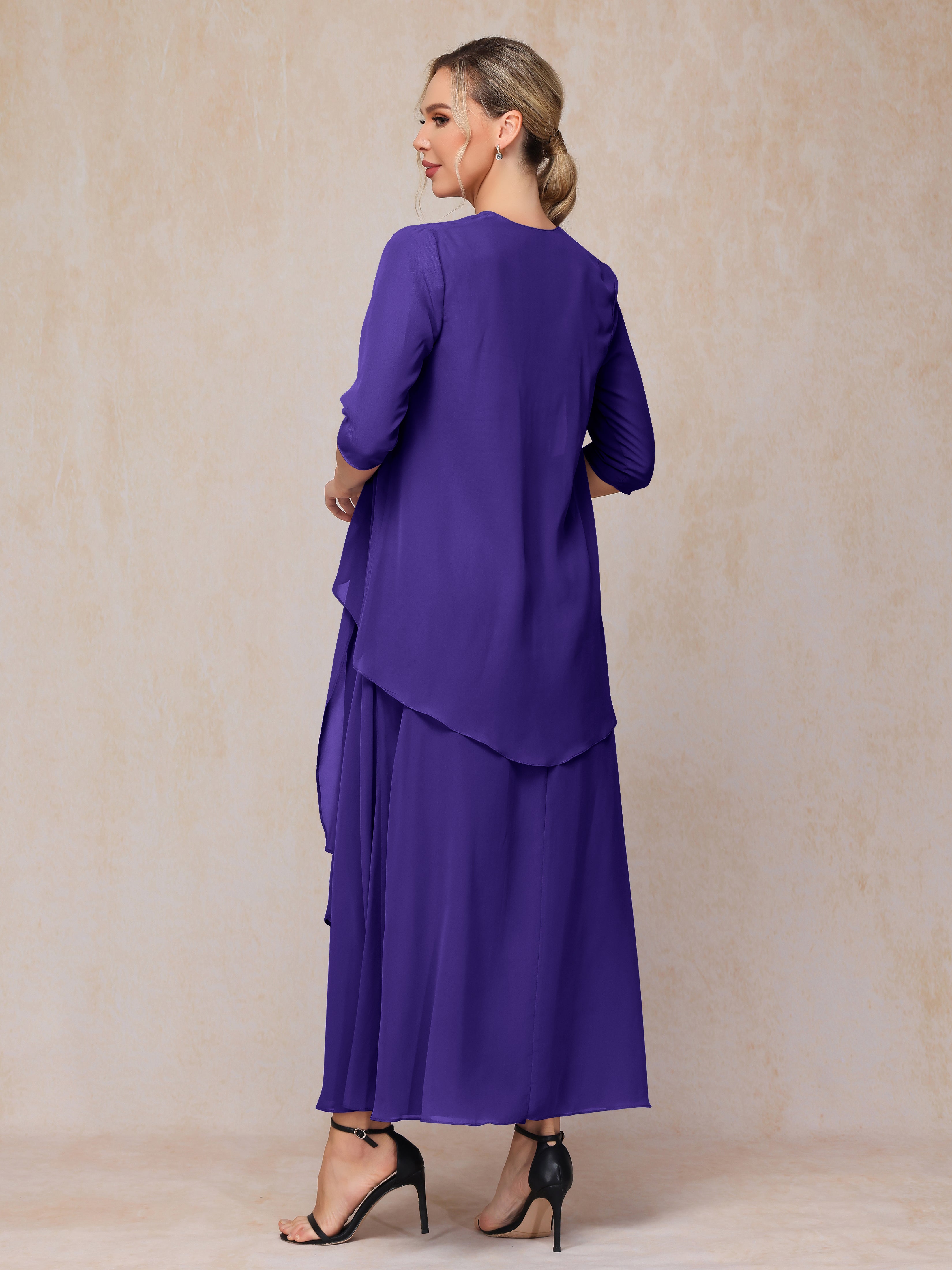 2 Pieces Ankle Length Chiffon Mother Of The Groom Dress