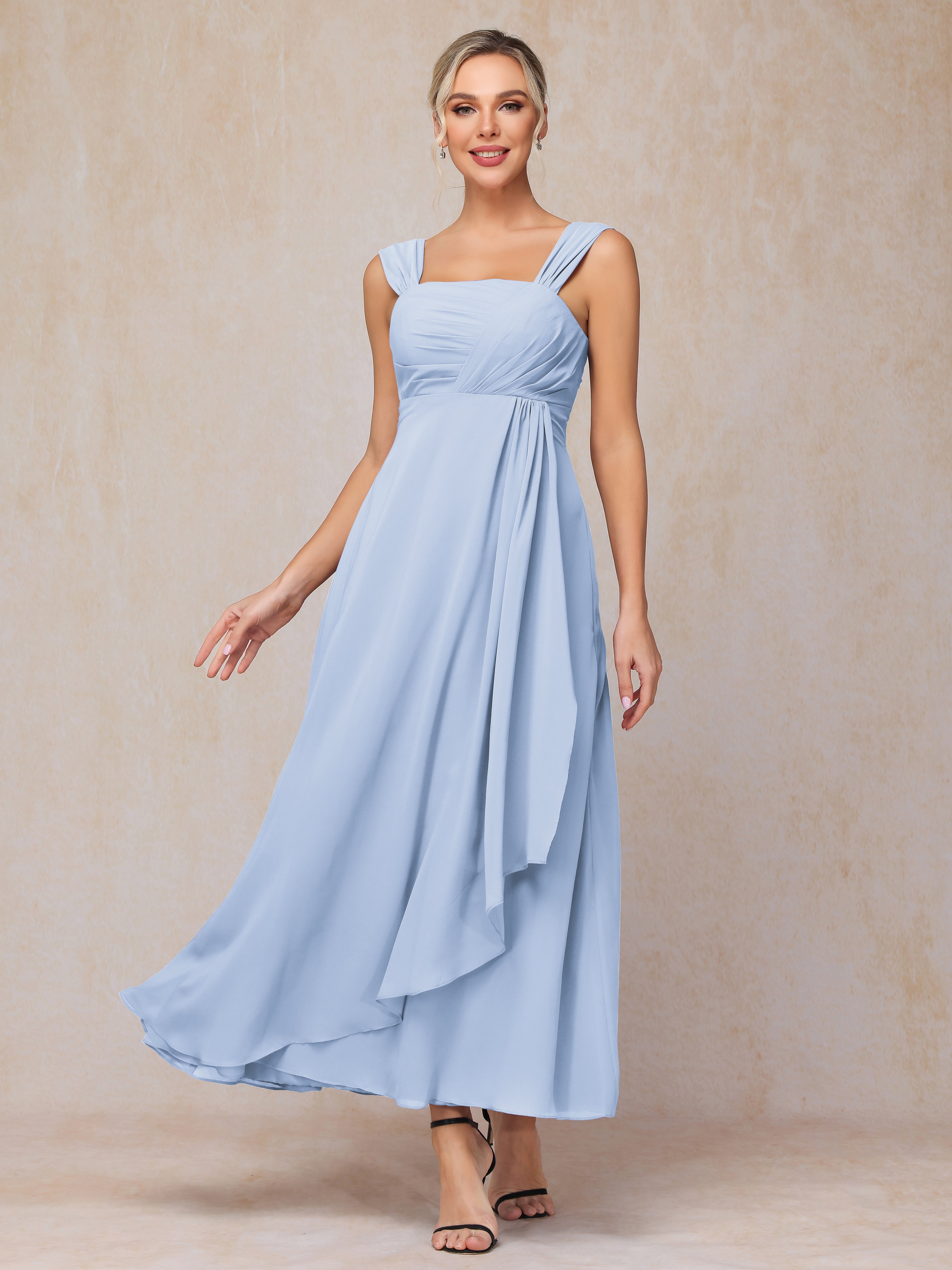 2 Pieces Ankle Length Chiffon Wedding Guest Dresses