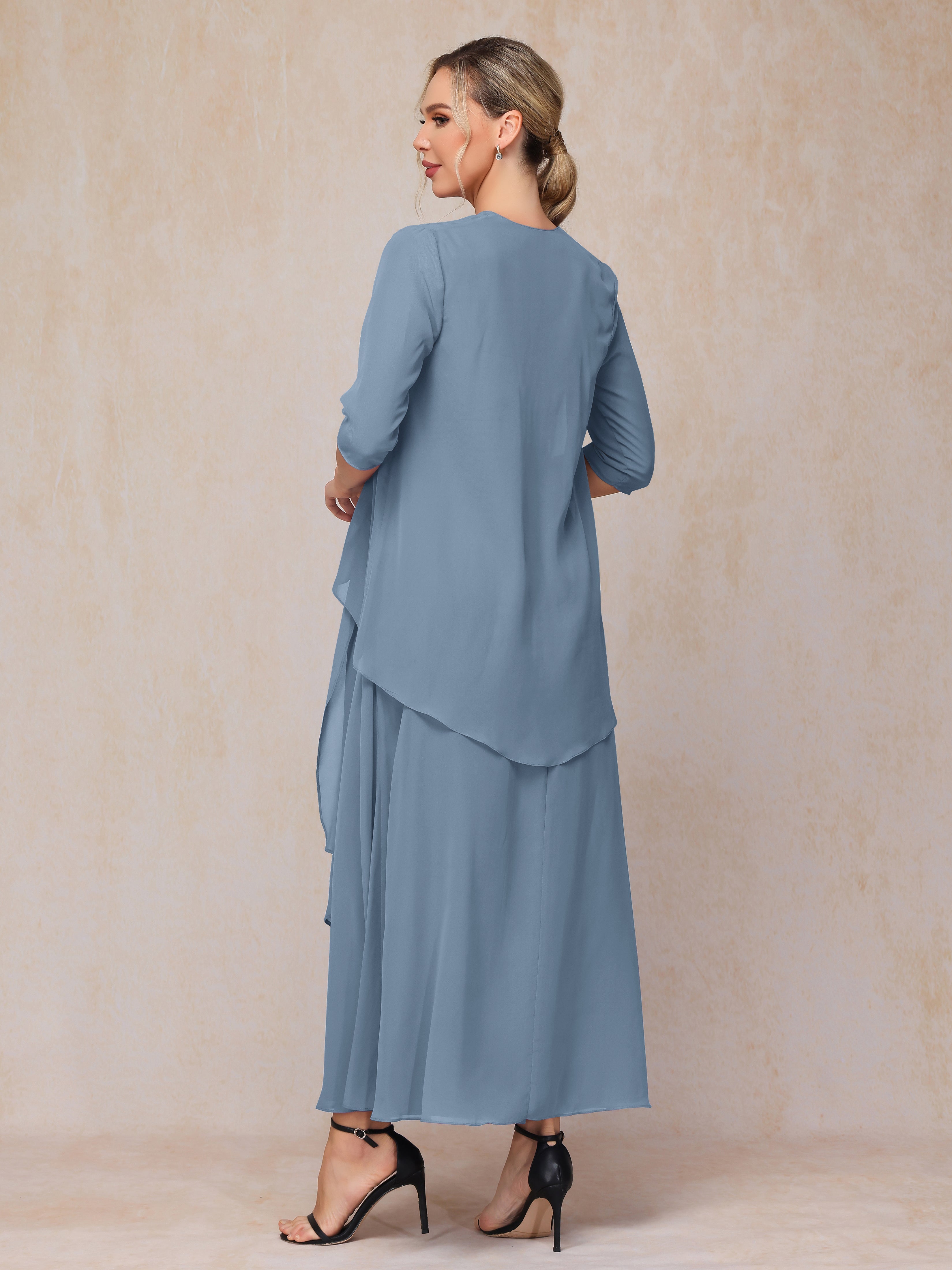 2 Pieces Ankle Length Chiffon Mother Of The Groom Dress