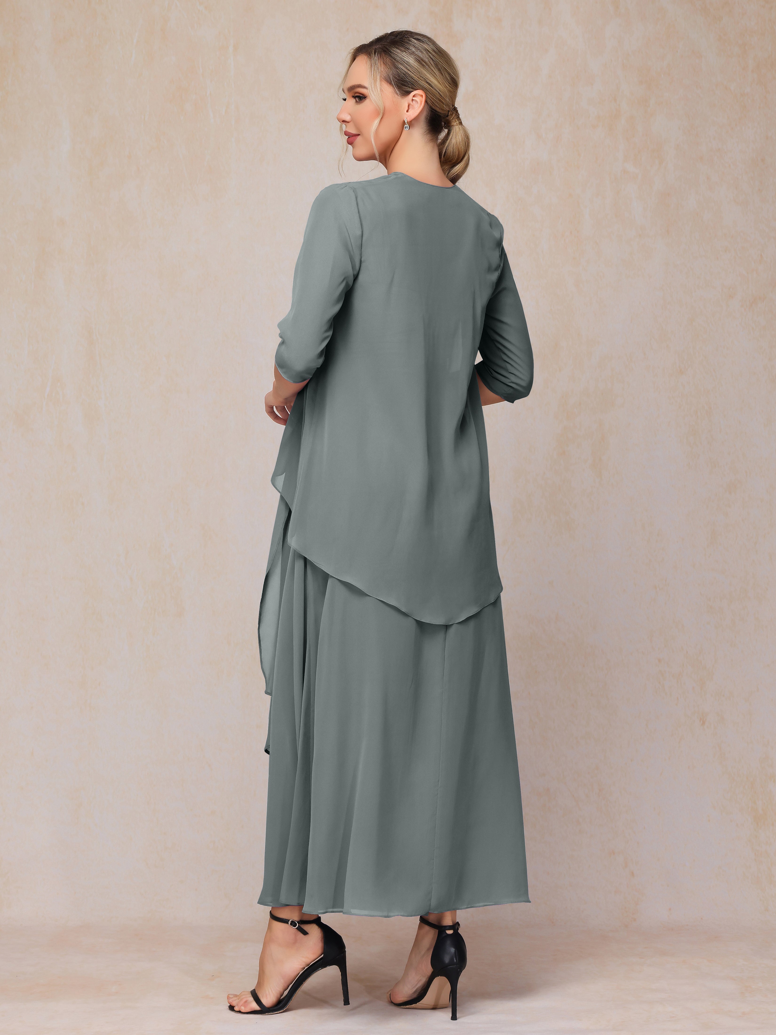 2 Pieces Ankle Length Chiffon Mother Of The Groom Dress