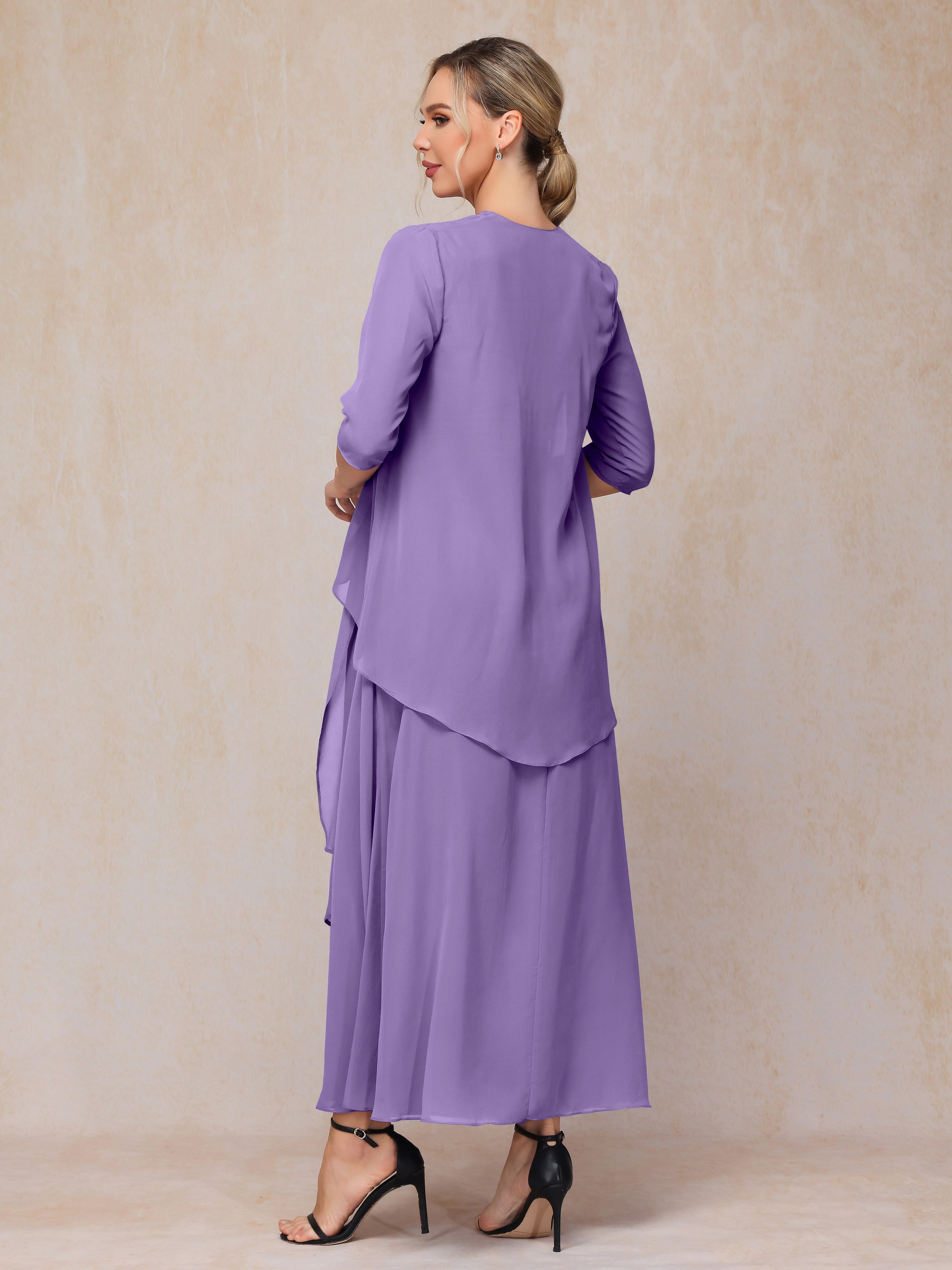 2 Pieces Ankle Length Chiffon Mother Of The Groom Dress