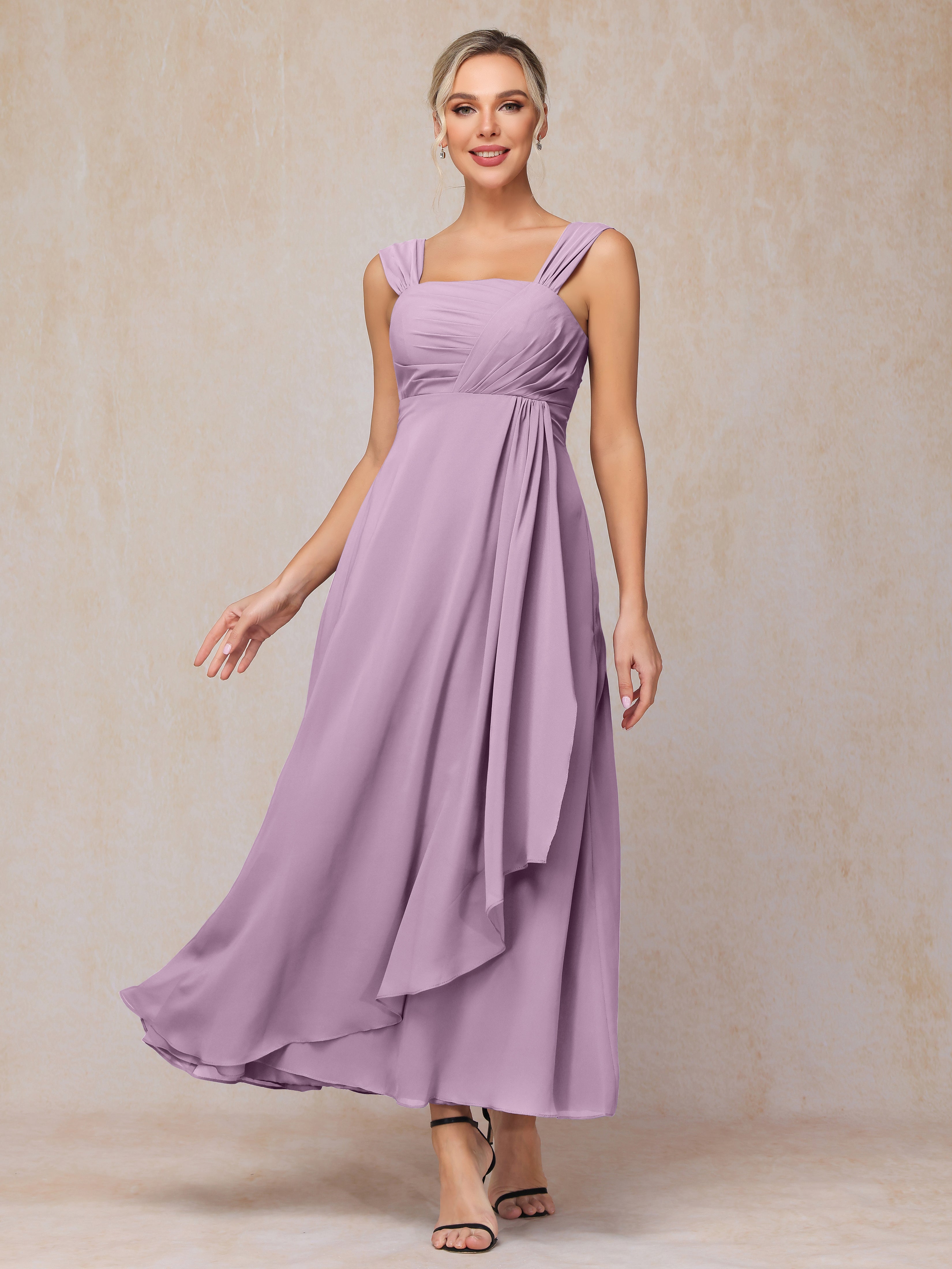 2 Pieces Ankle Length Chiffon Wedding Guest Dresses