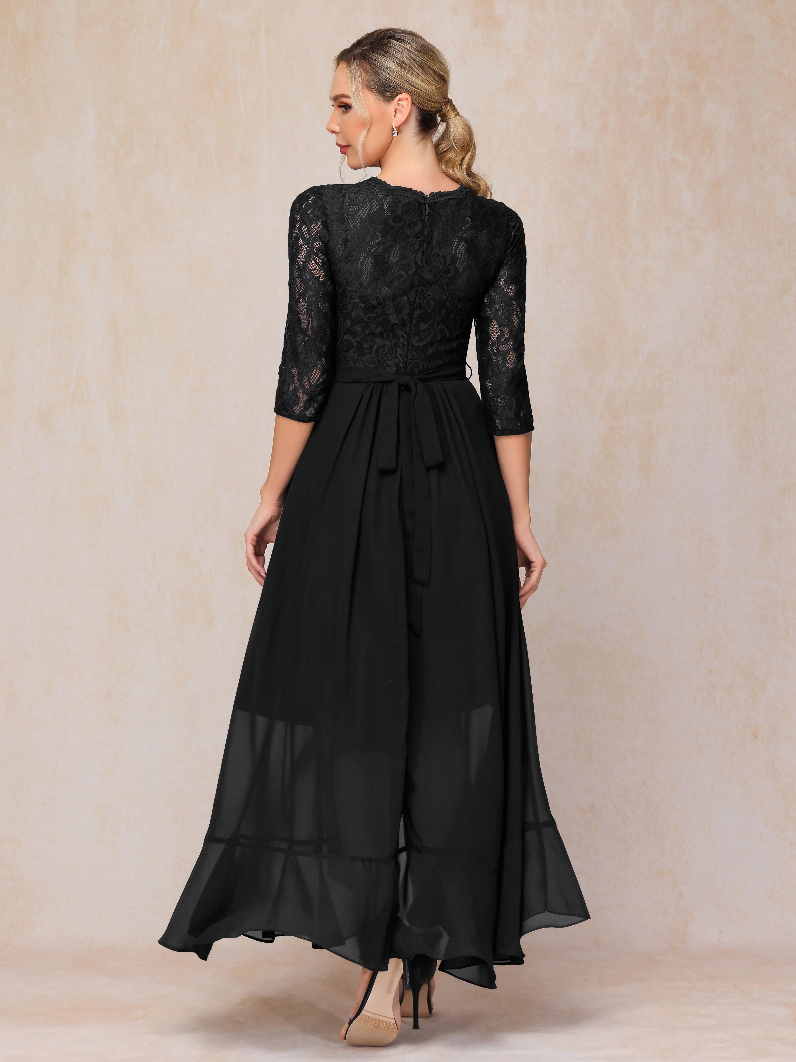 Ankle Length Short Sleeves Chiffon Lace Mother Of The Groom Dress