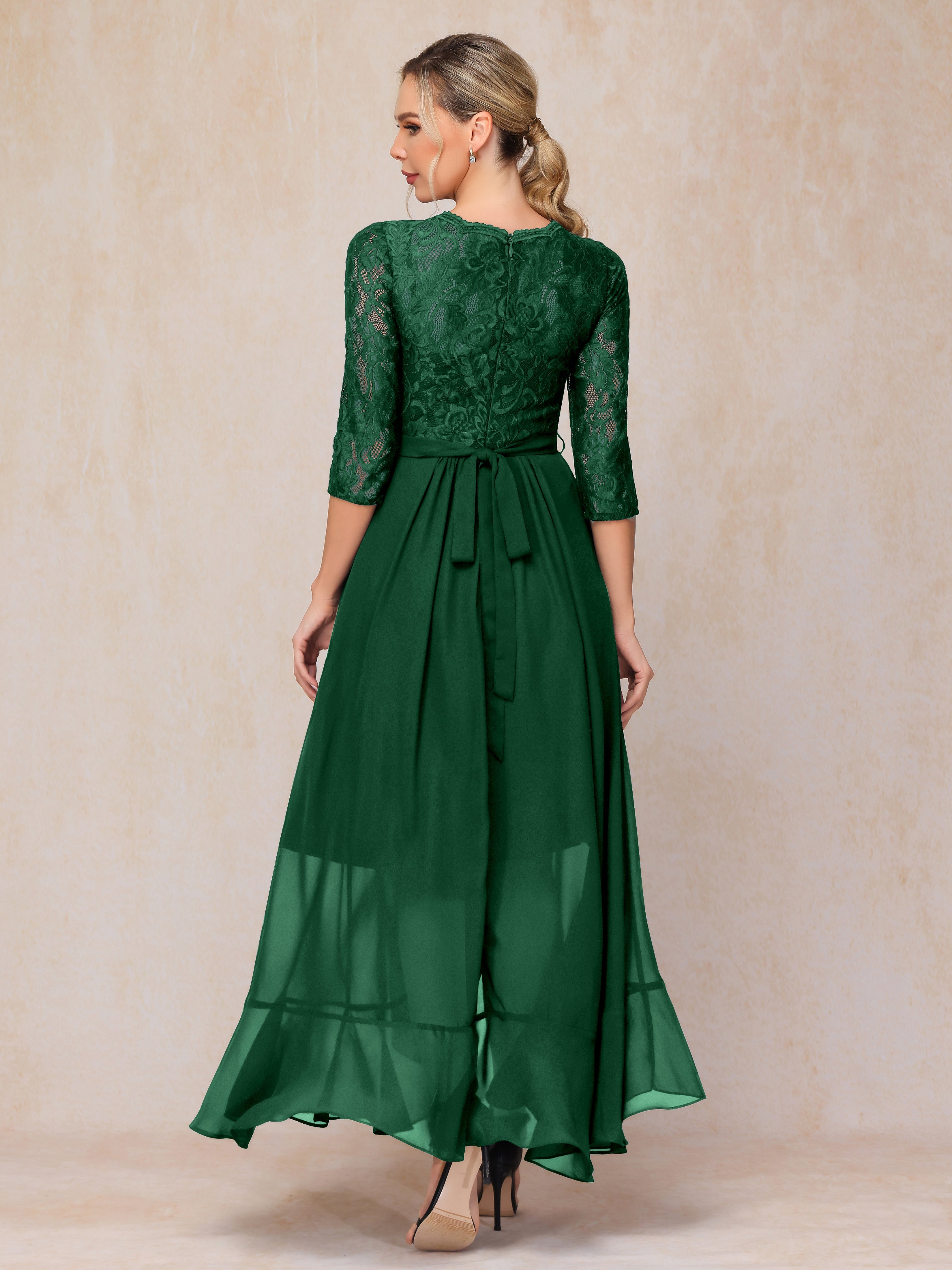 Ankle Length Short Sleeves Chiffon Lace Mother Of The Groom Dress