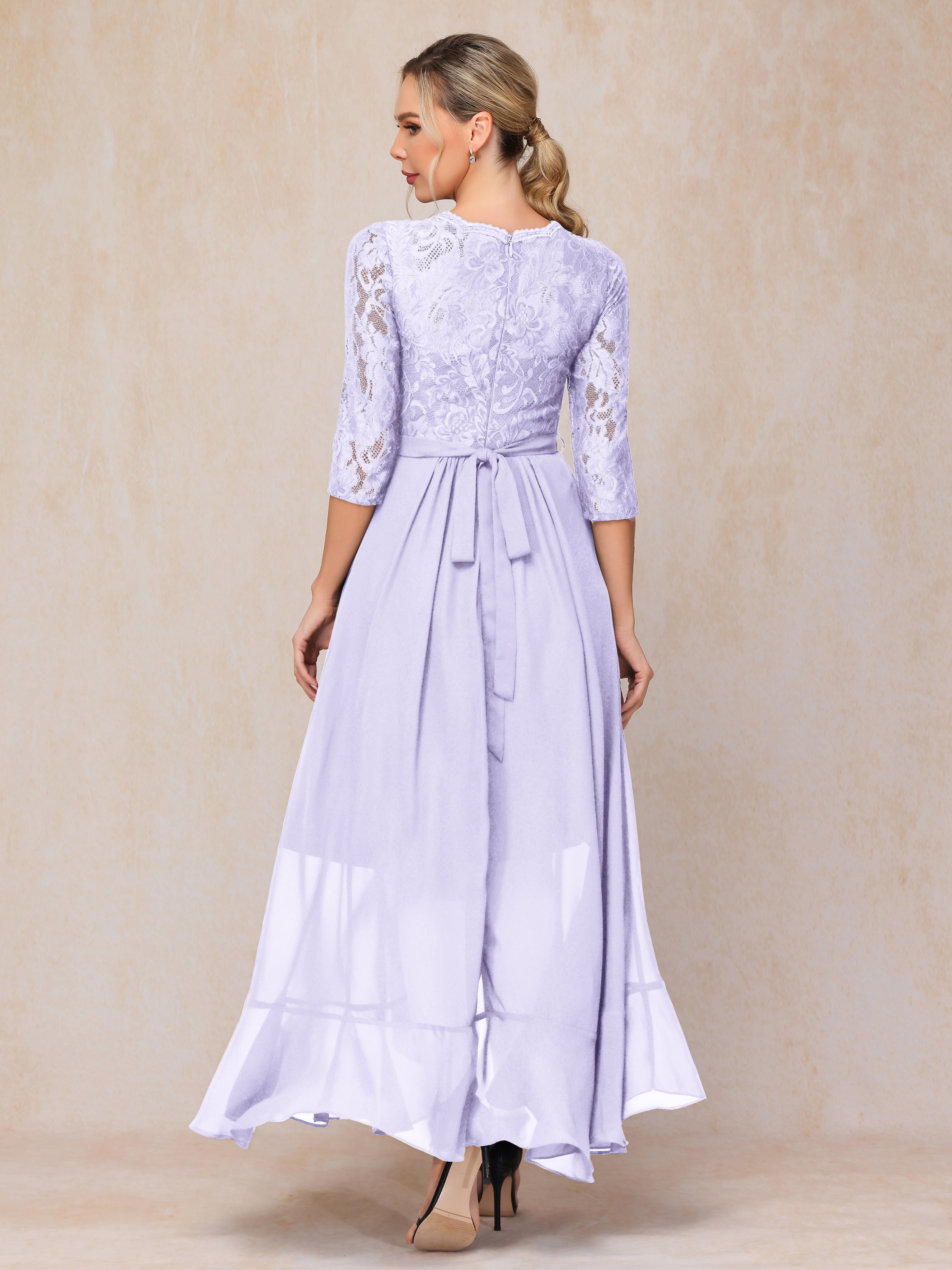 Ankle Length Short Sleeves Chiffon Lace Mother Of The Groom Dress