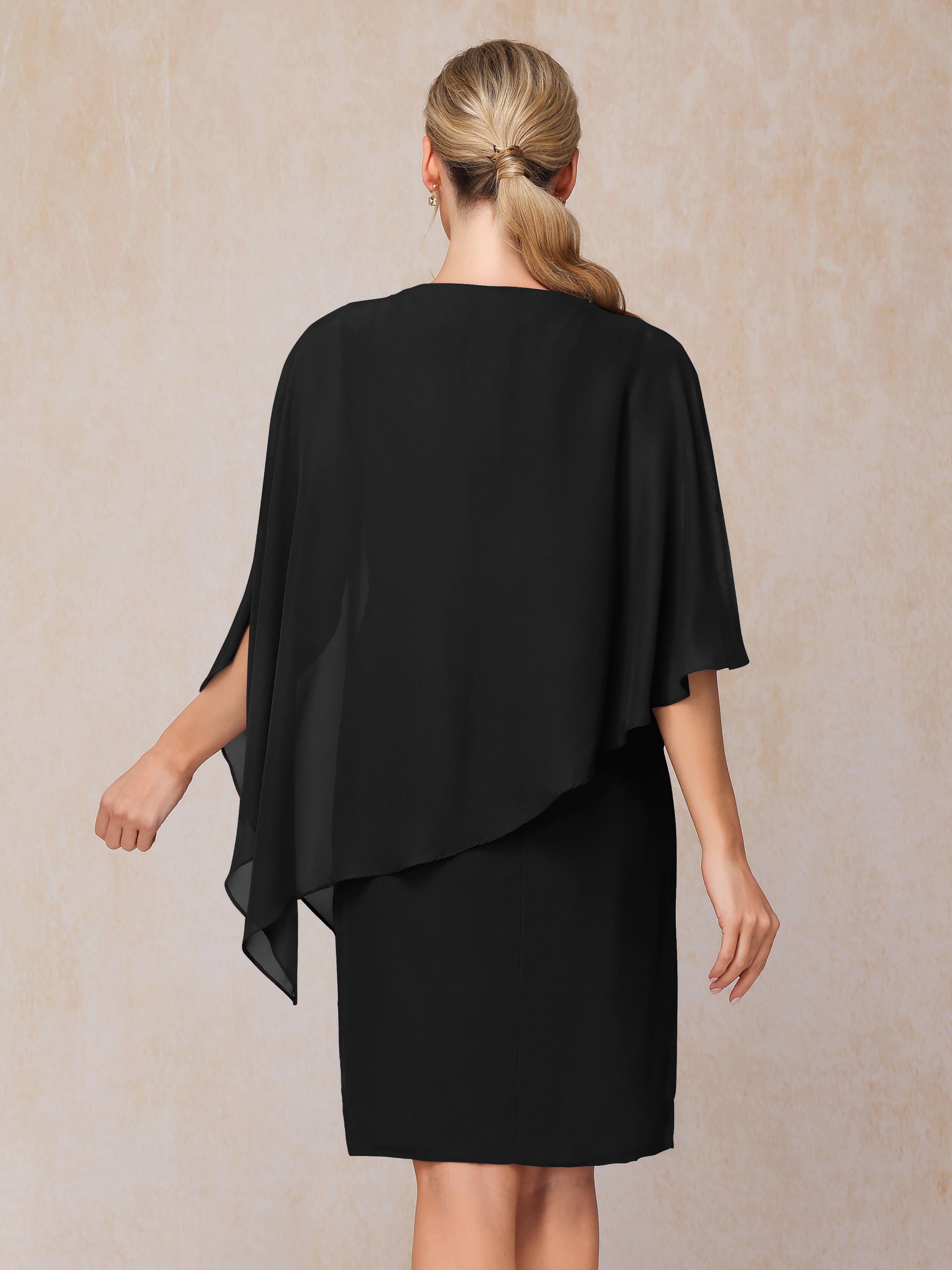 Knee Length Short Sleeves Chiffon Mother Of The Groom Dress