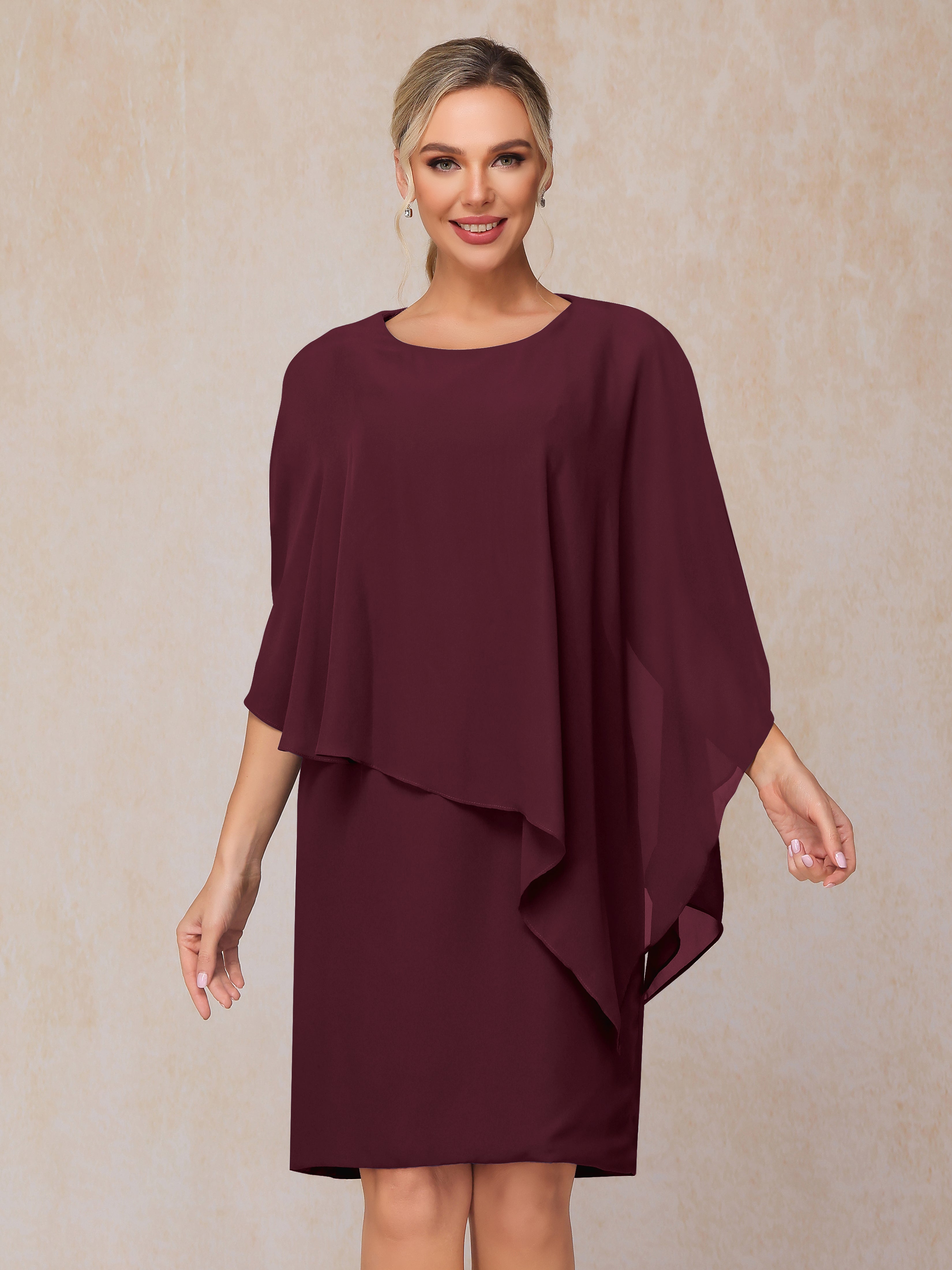 burgundy mother of the bride dress knee length Burgundy Mother of the Bride & Groom Dresses