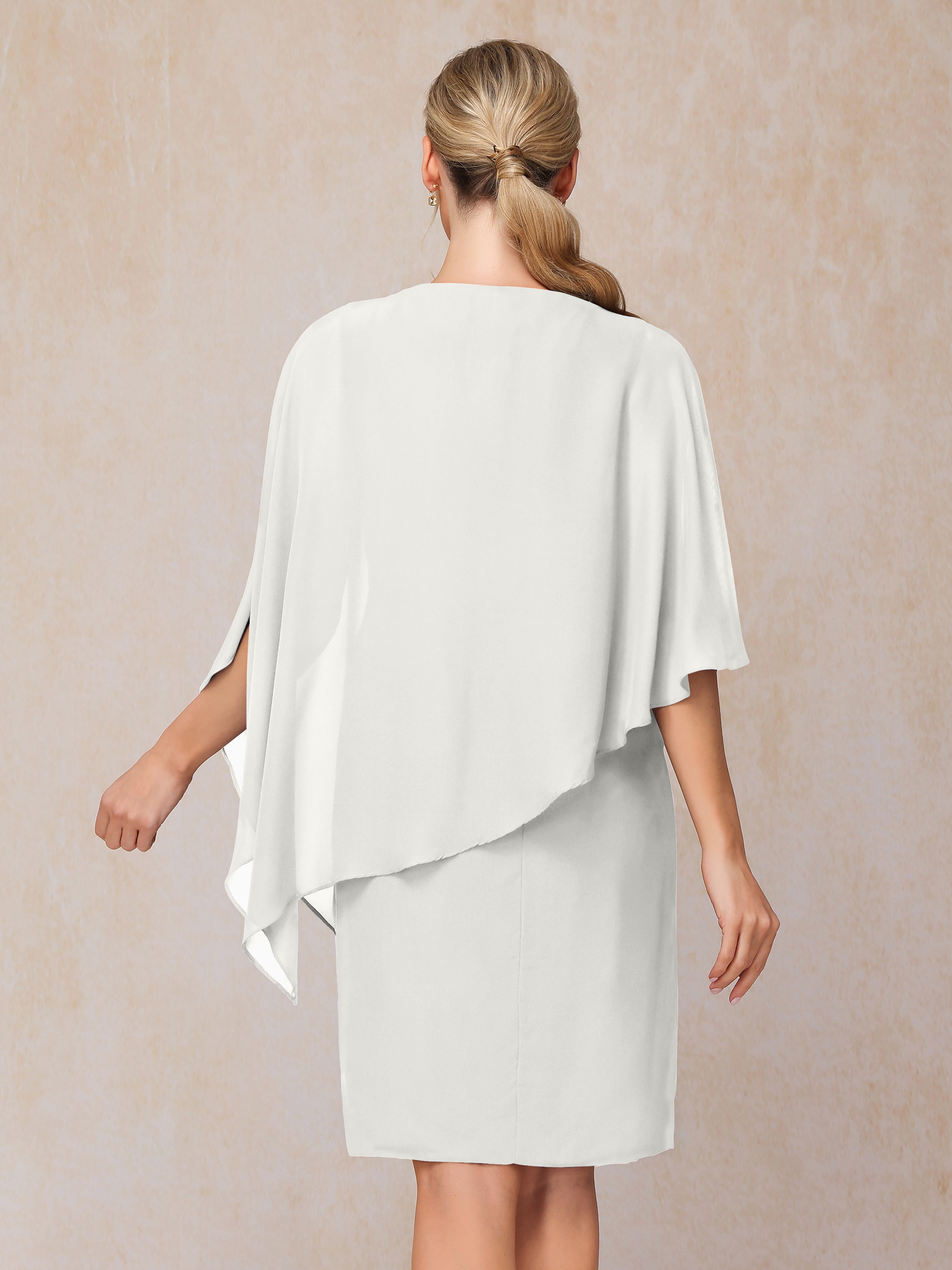 Knee Length Short Sleeves Chiffon Mother Of The Groom Dress