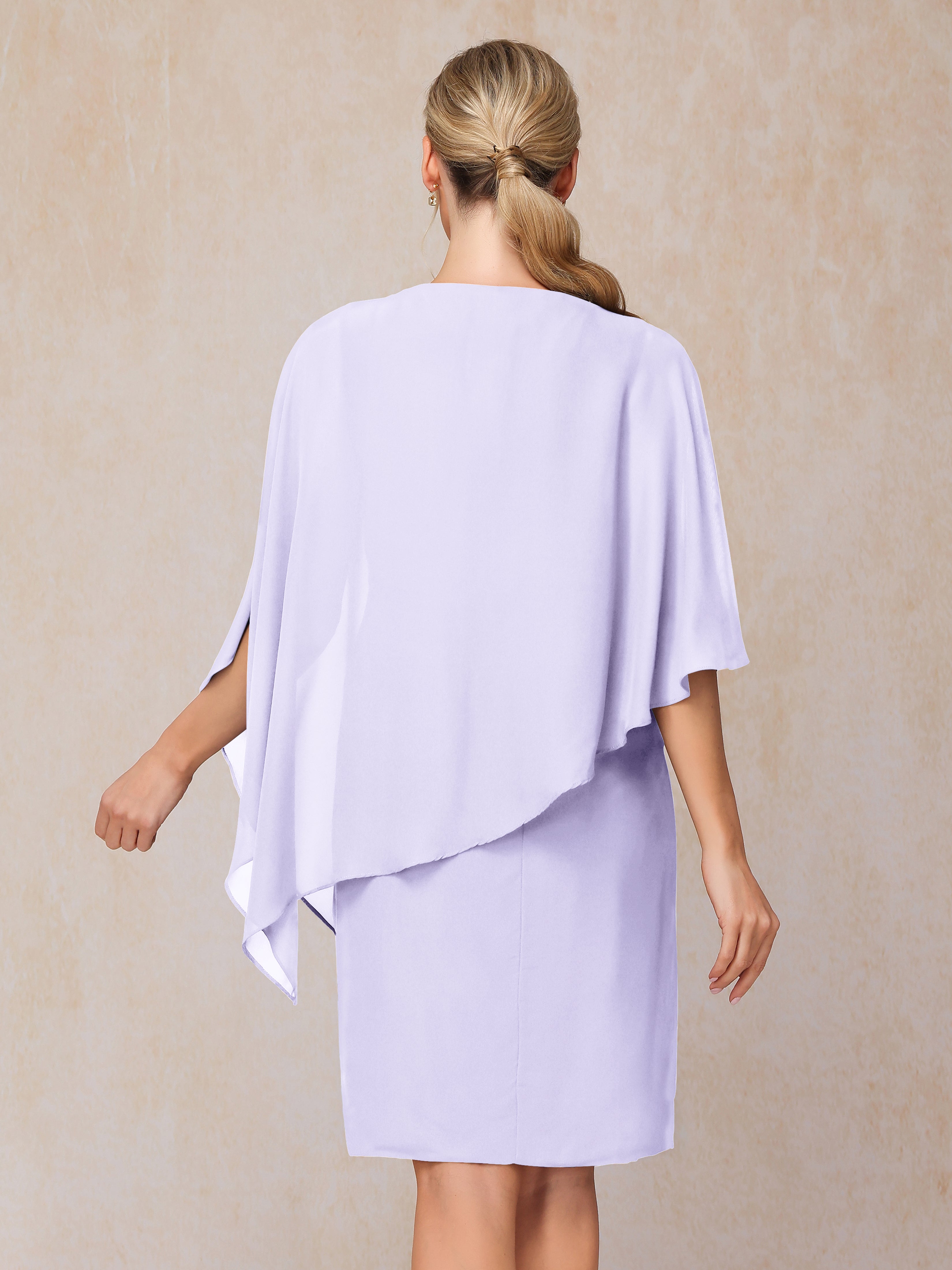 Knee Length Short Sleeves Chiffon Mother Of The Groom Dress