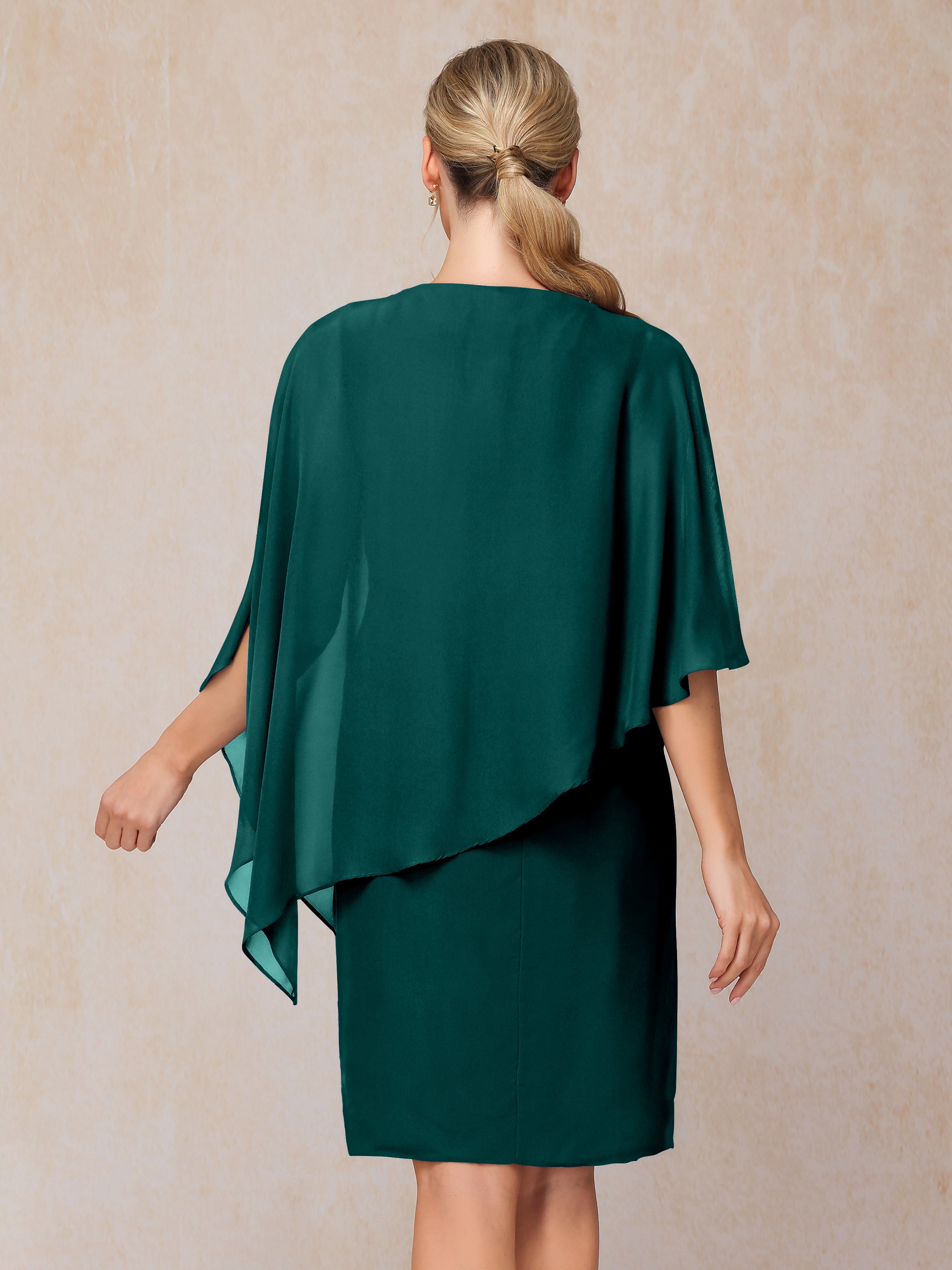Knee Length Short Sleeves Chiffon Mother Of The Groom Dress