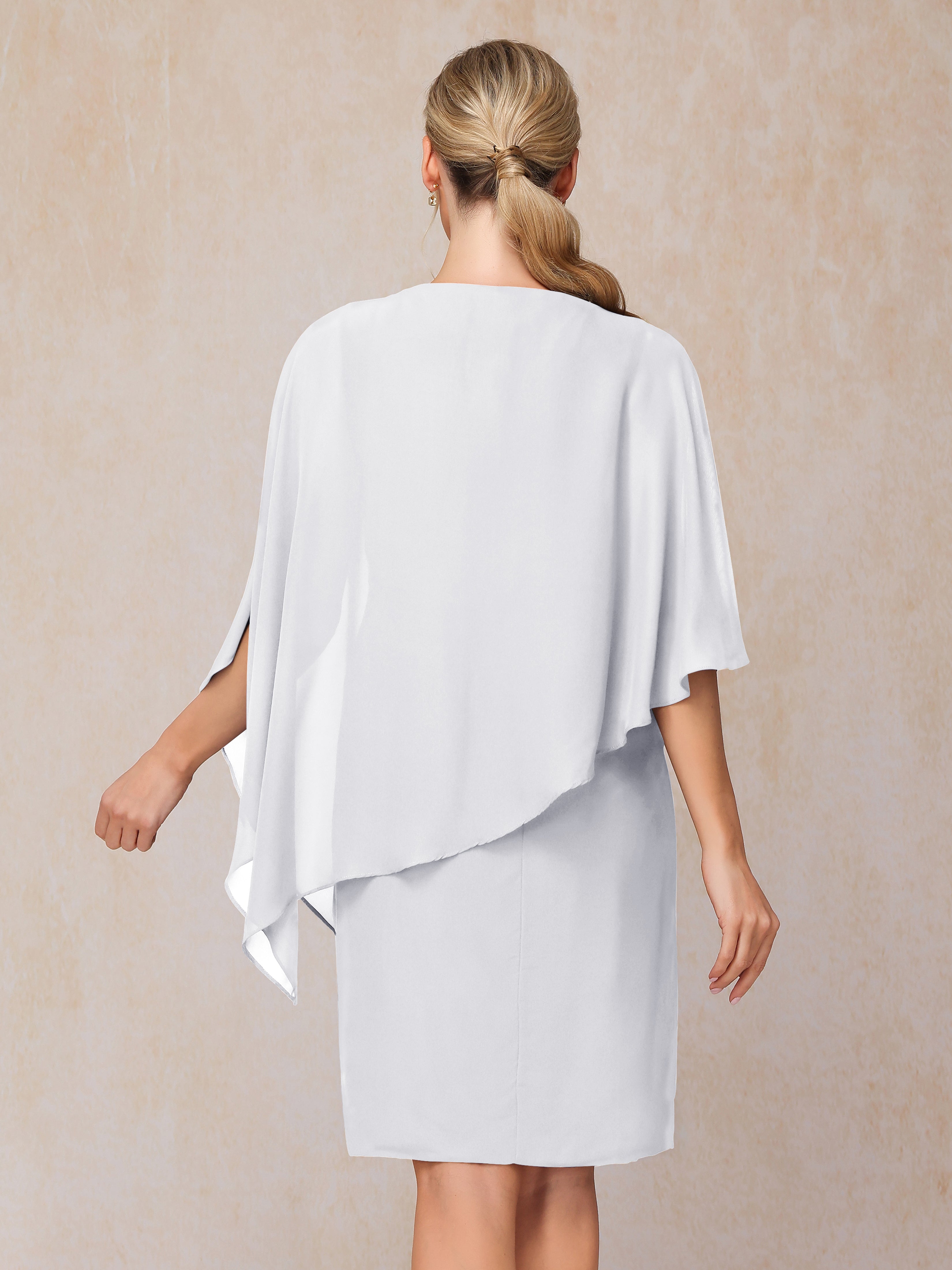 Knee Length Short Sleeves Chiffon Mother Of The Groom Dress