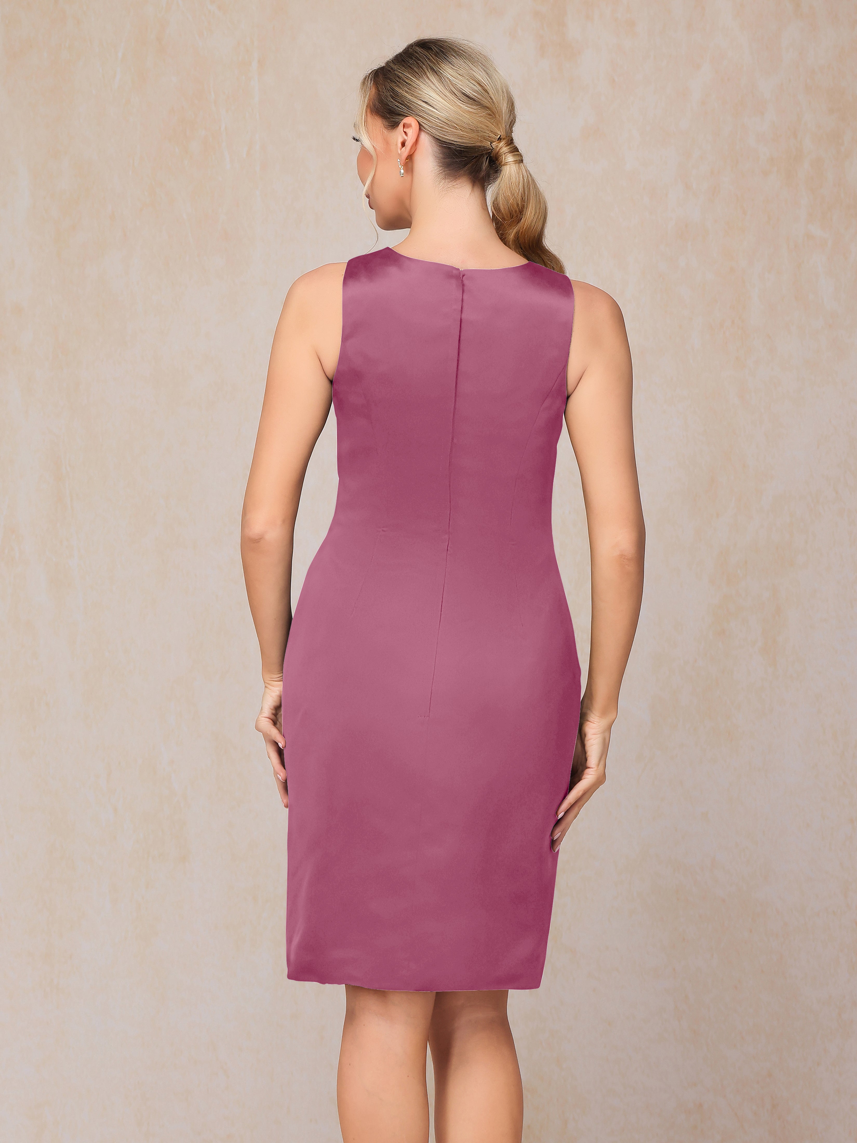 2 Pieces Knee Length Satin Mother Of The Groom Dress