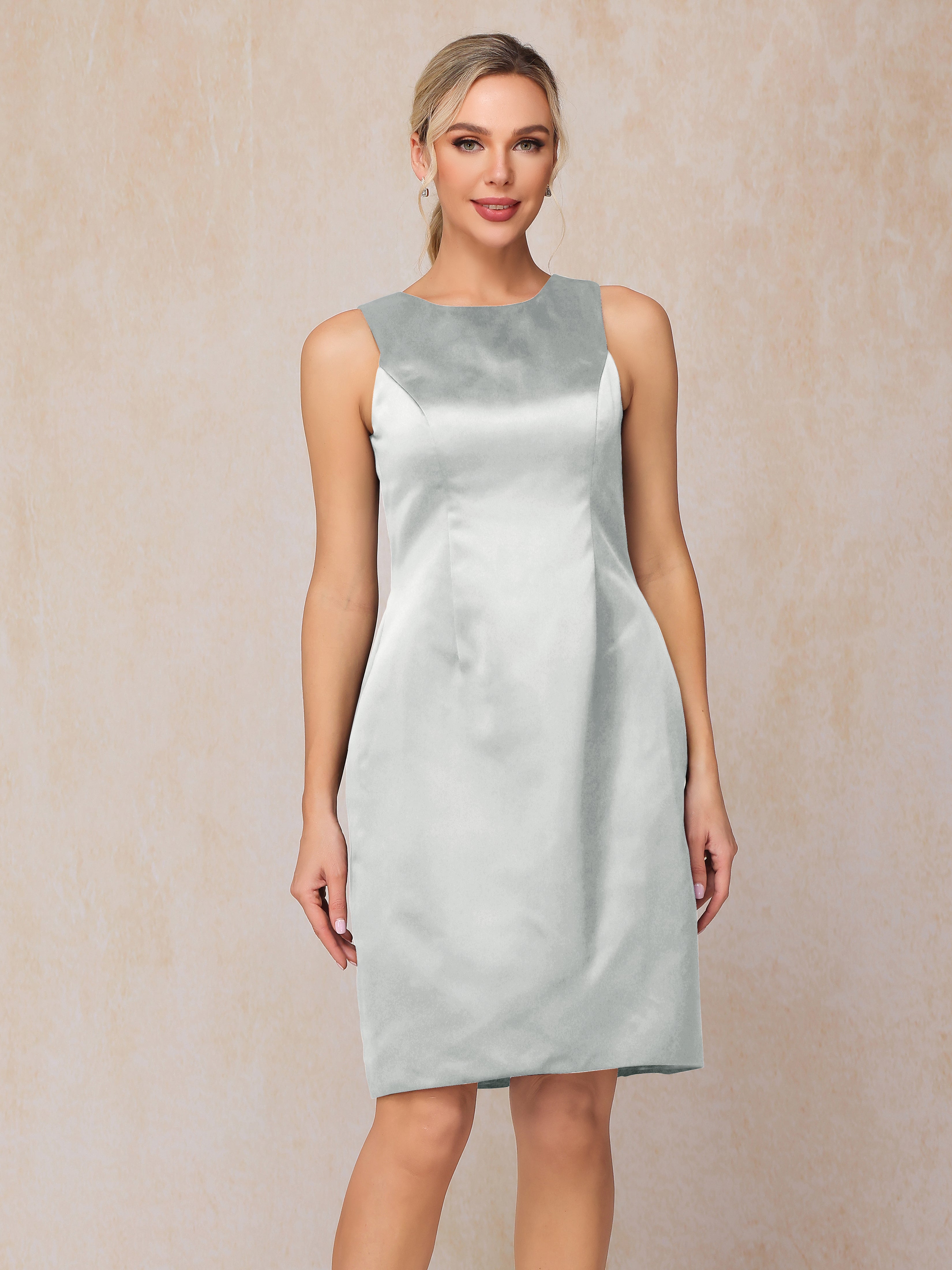 2 Pieces Knee Length Satin Mother Of The Bride Dress