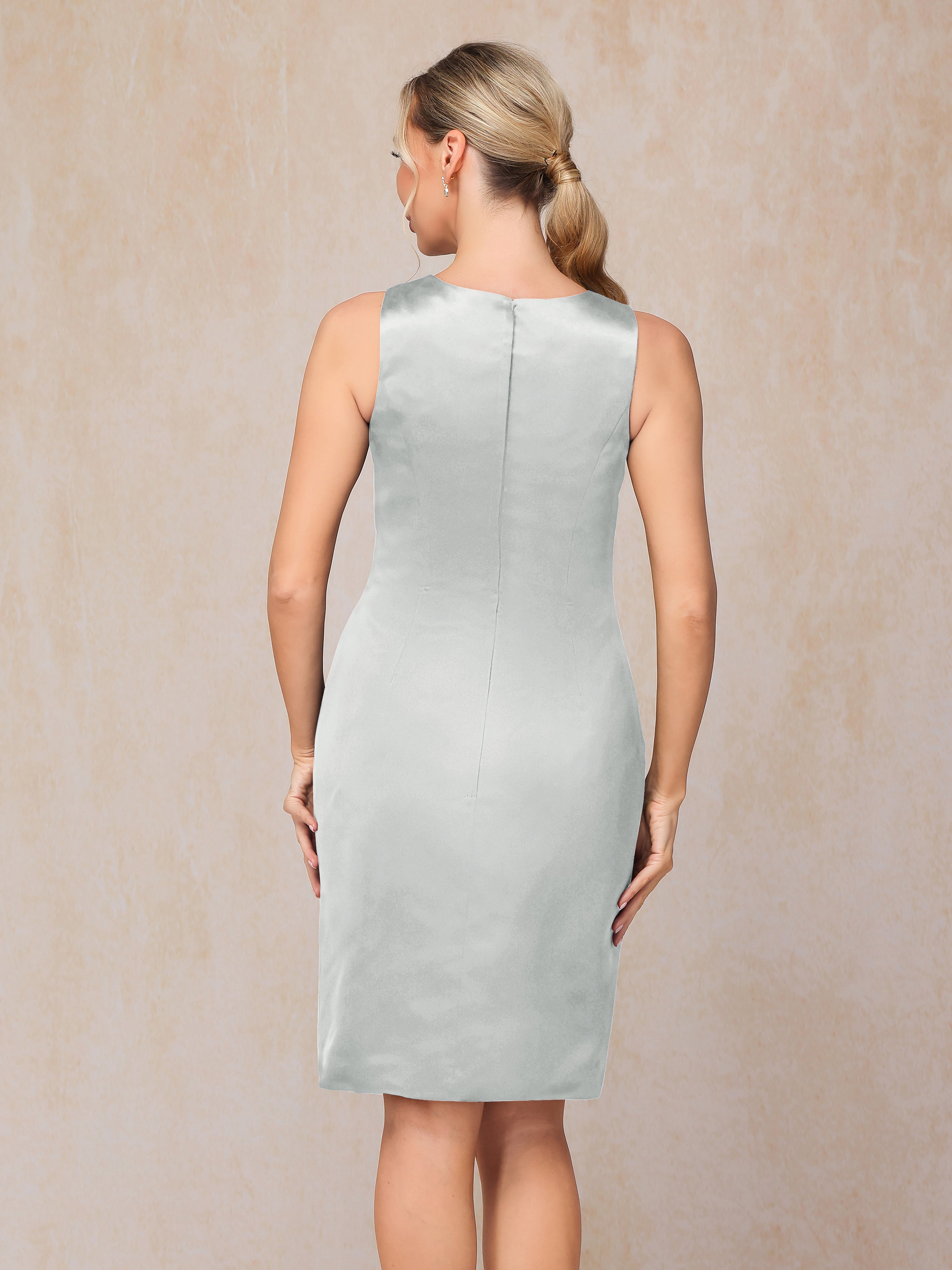 2 Pieces Knee Length Satin Mother Of The Bride Dress