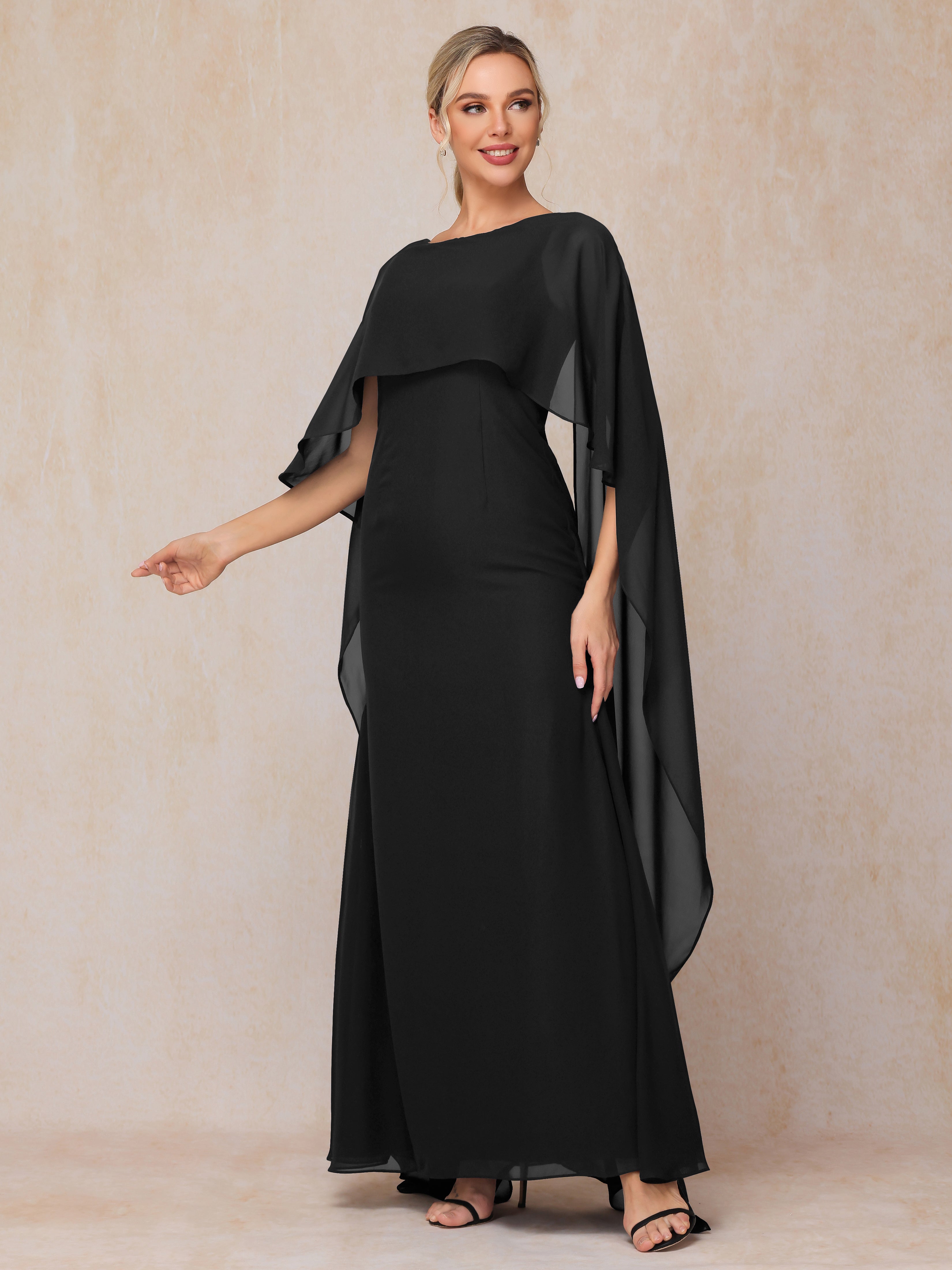 Floor Length Short Sleeves Chiffon Mother Of The Bride Dress