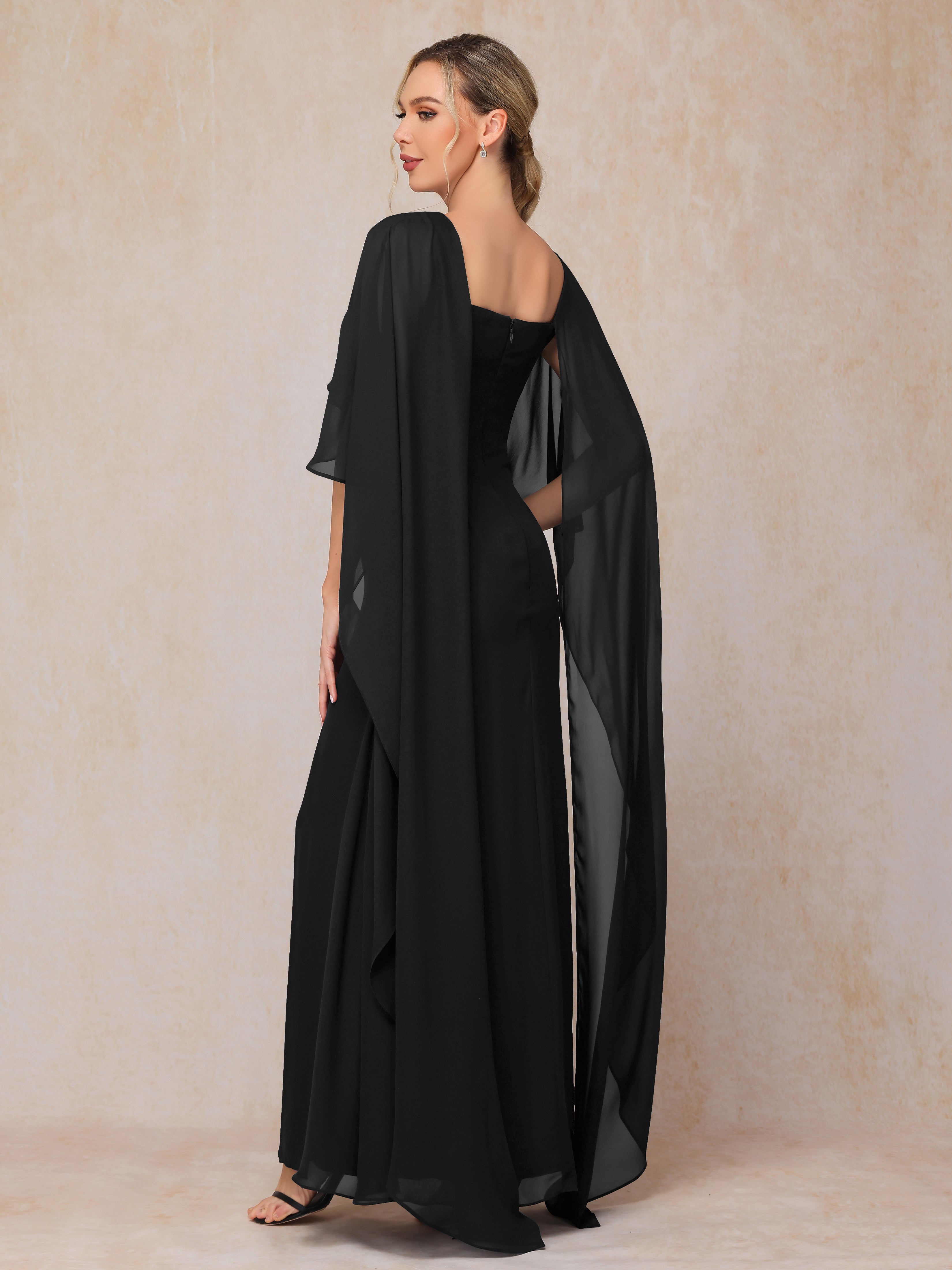 Floor Length Short Sleeves Chiffon Mother Of The Bride Dress