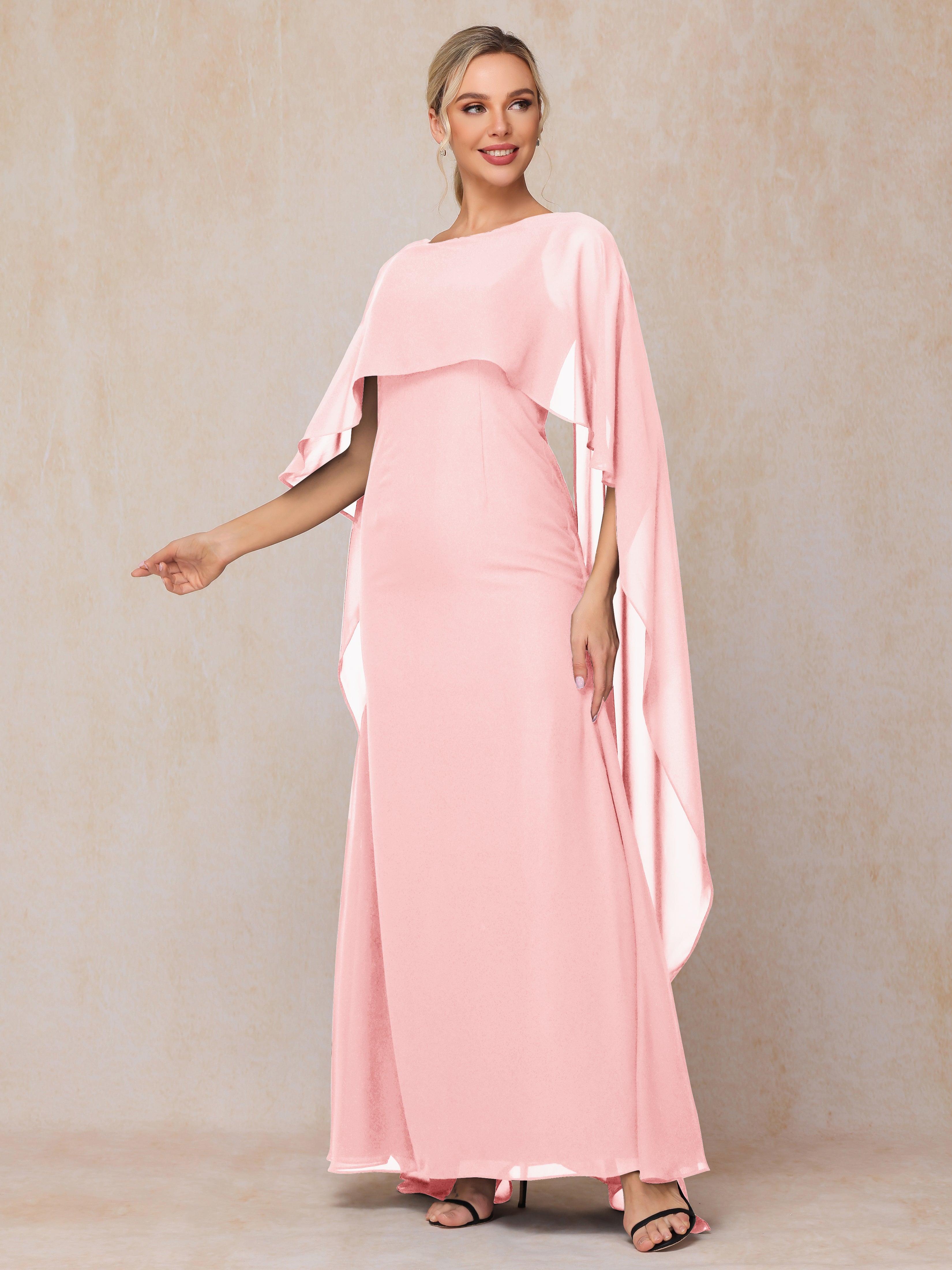 Floor Length Short Sleeves Chiffon Mother Of The Bride Dress