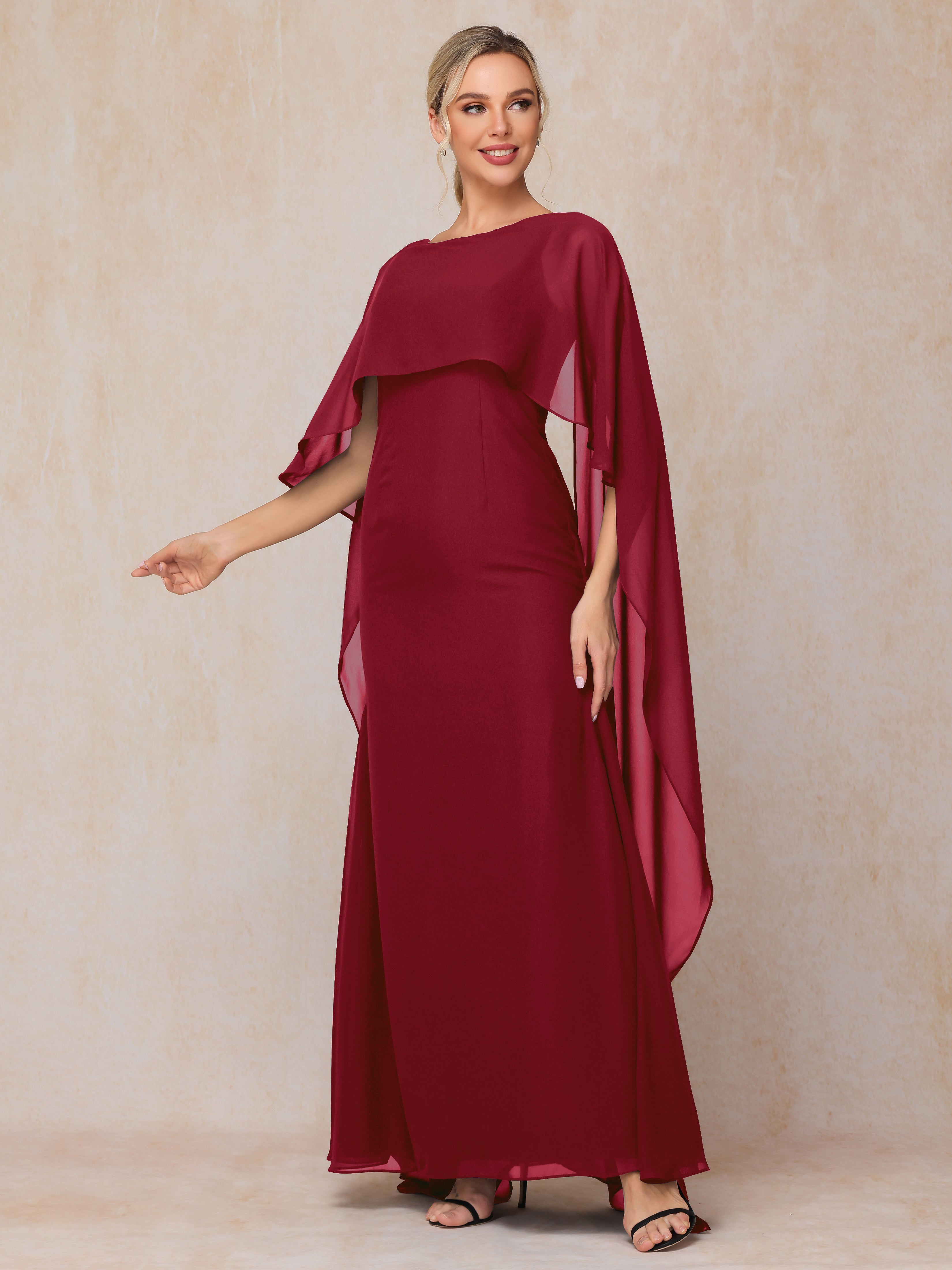 Floor Length Short Sleeves Chiffon Mother Of The Bride Dress